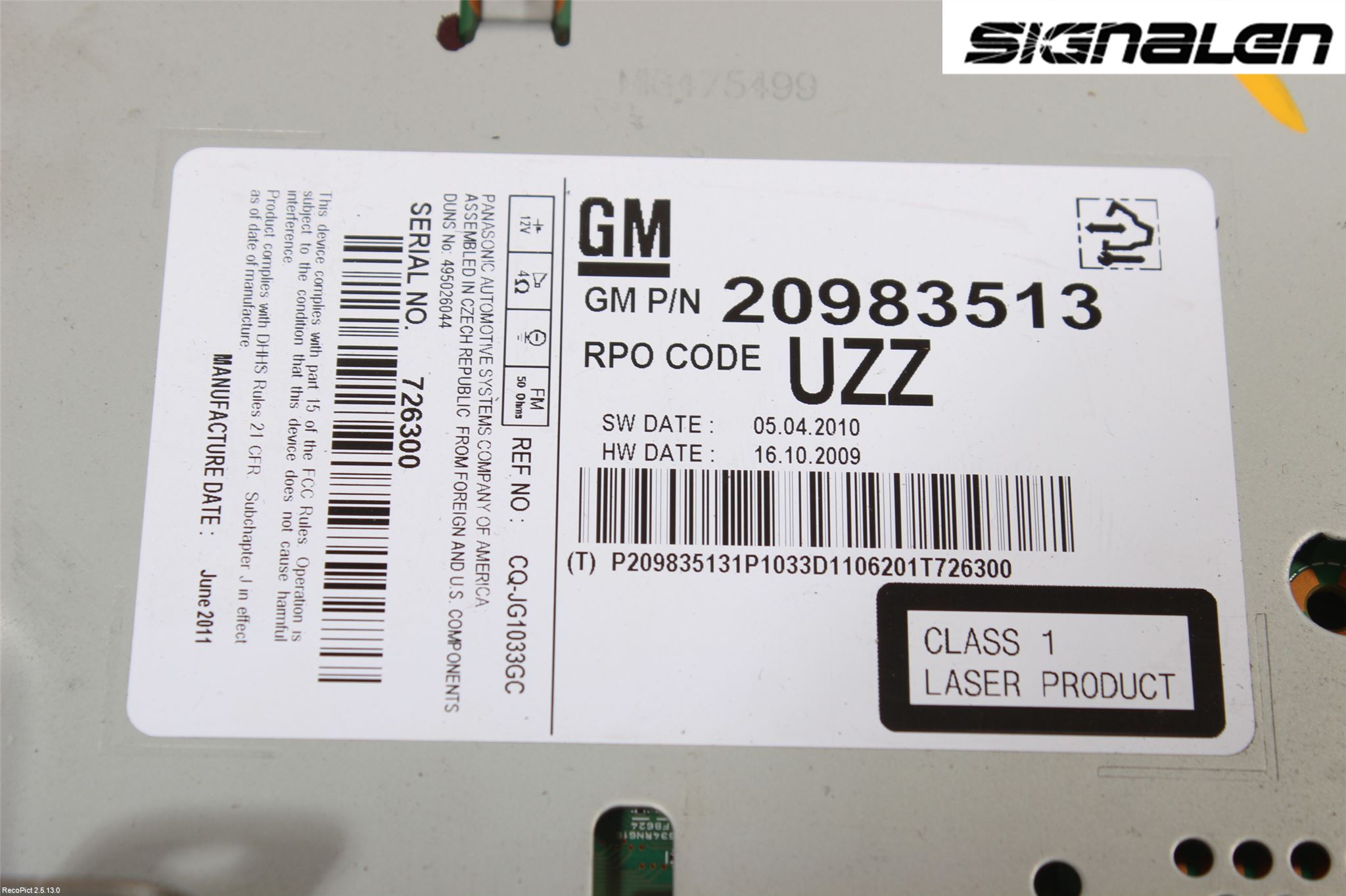 Opel ASTRA J 10-15 Stereo Radio