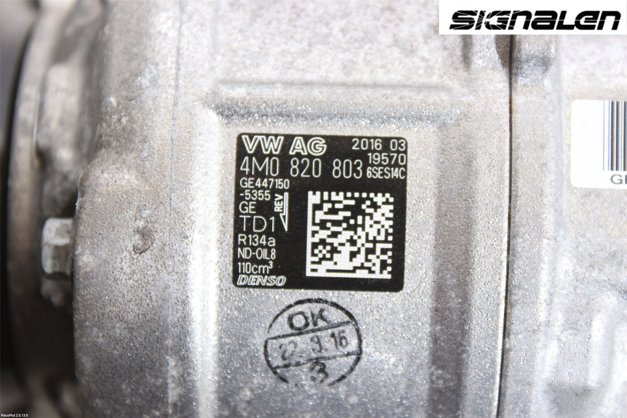 Audi A4/S4 B9 16-19 Varme Ac Kompressor