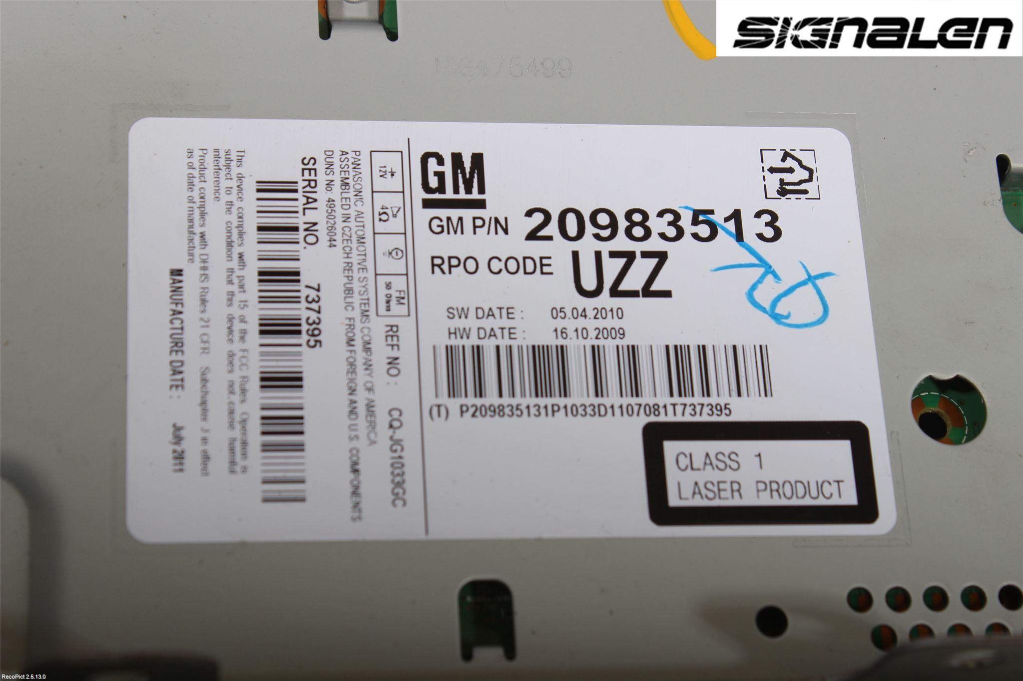Opel ASTRA J 10-15 Stereo Radio