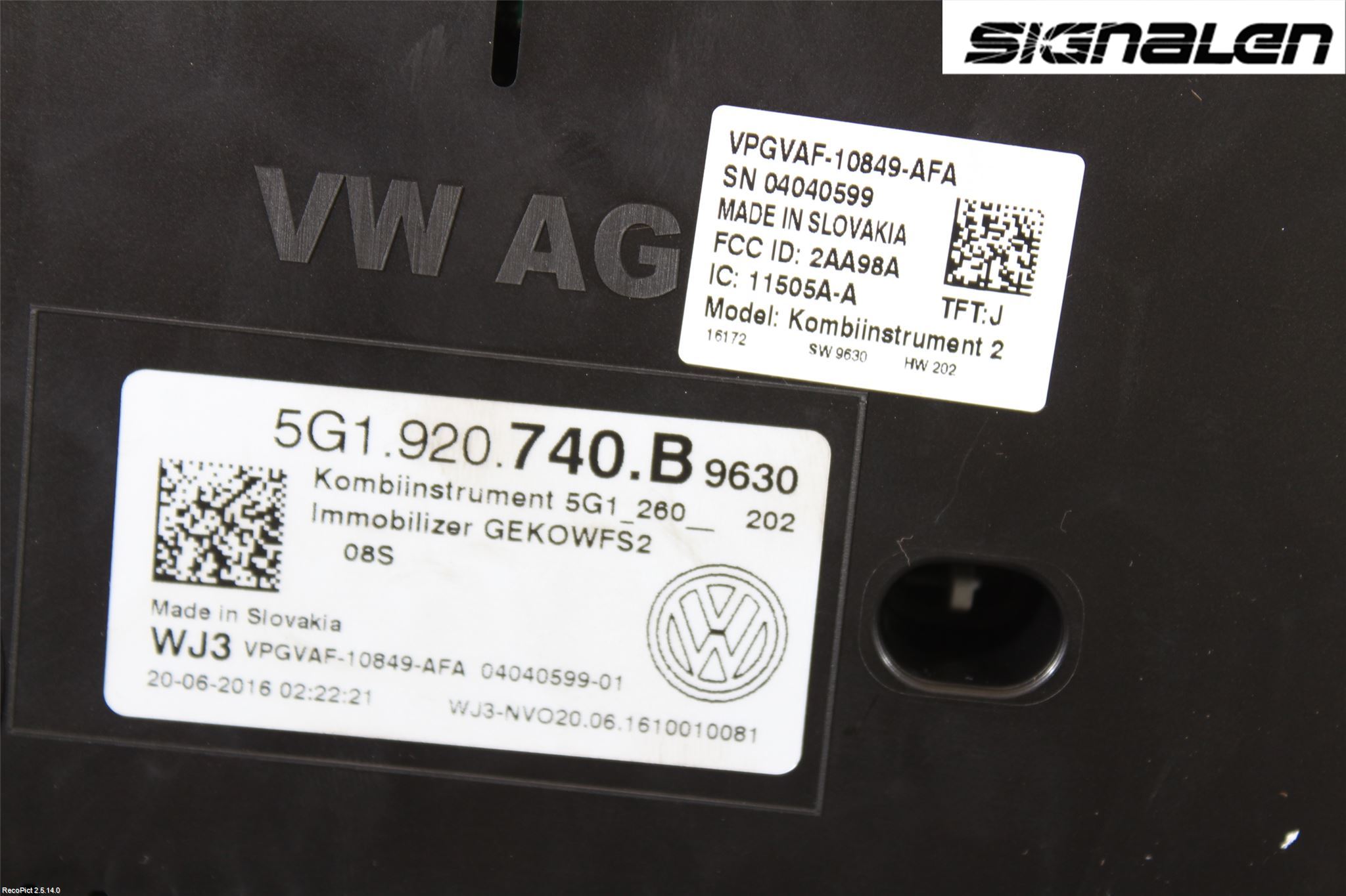 Volkswagen VW GOLF / E-GOLF VII 13-20 Instr Kombinert