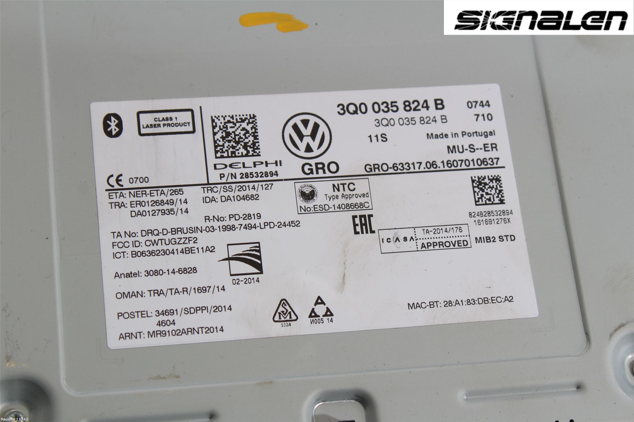 Volkswagen VW GOLF / E-GOLF VII 13-20 Stereo Radio