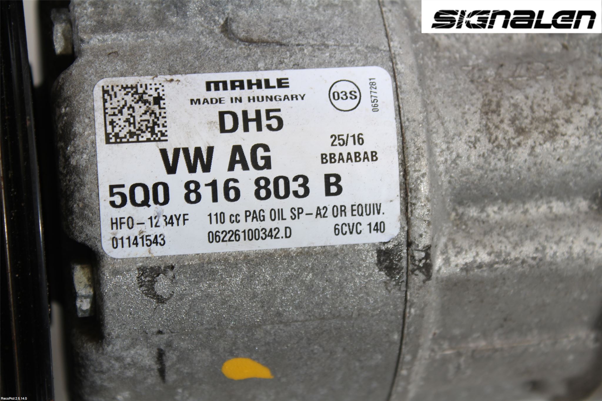 Volkswagen VW GOLF / E-GOLF VII 13-20 Varme Ac Kompressor