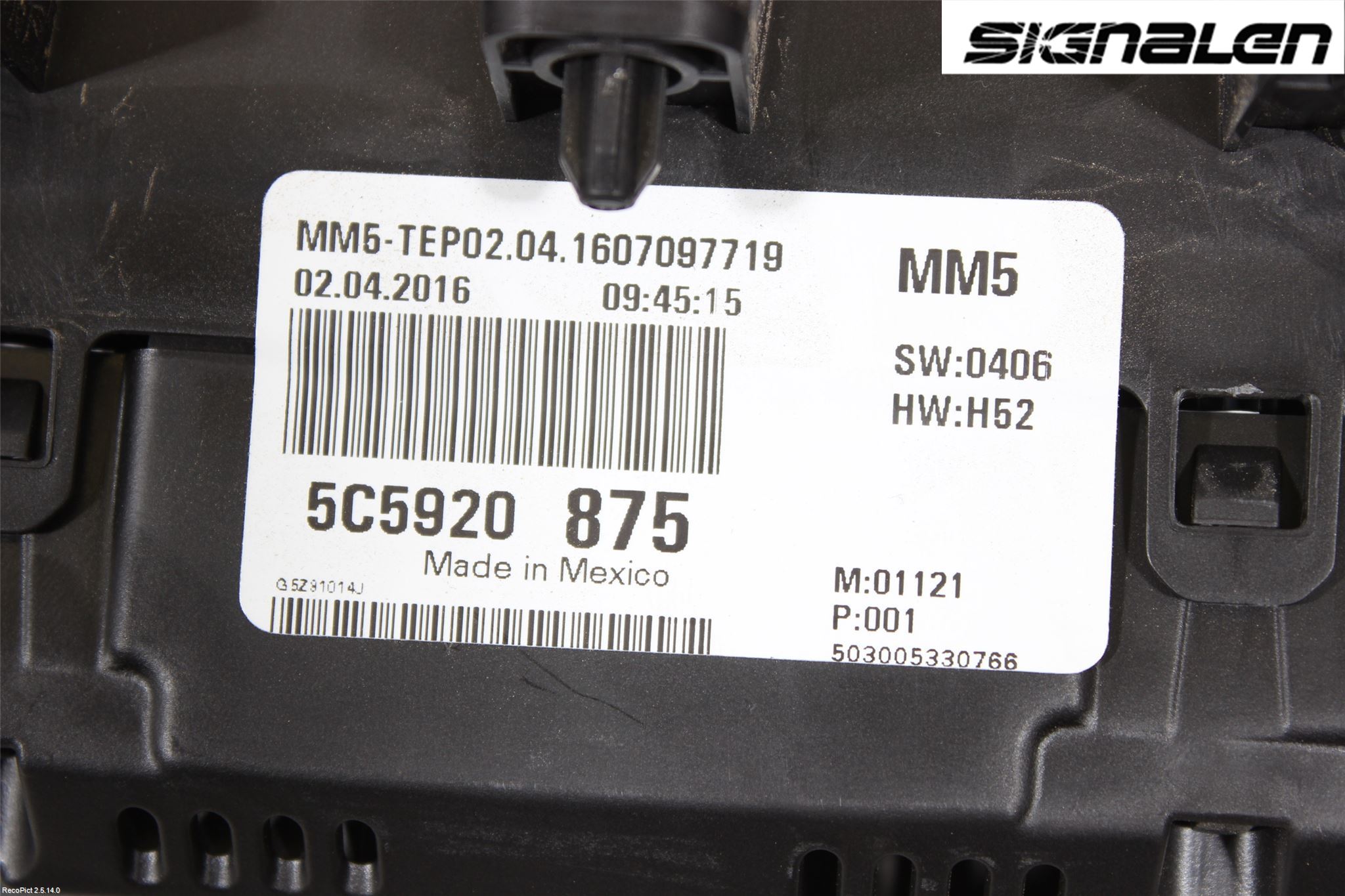 Volkswagen VW BEETLE 12- Instr Kombinert