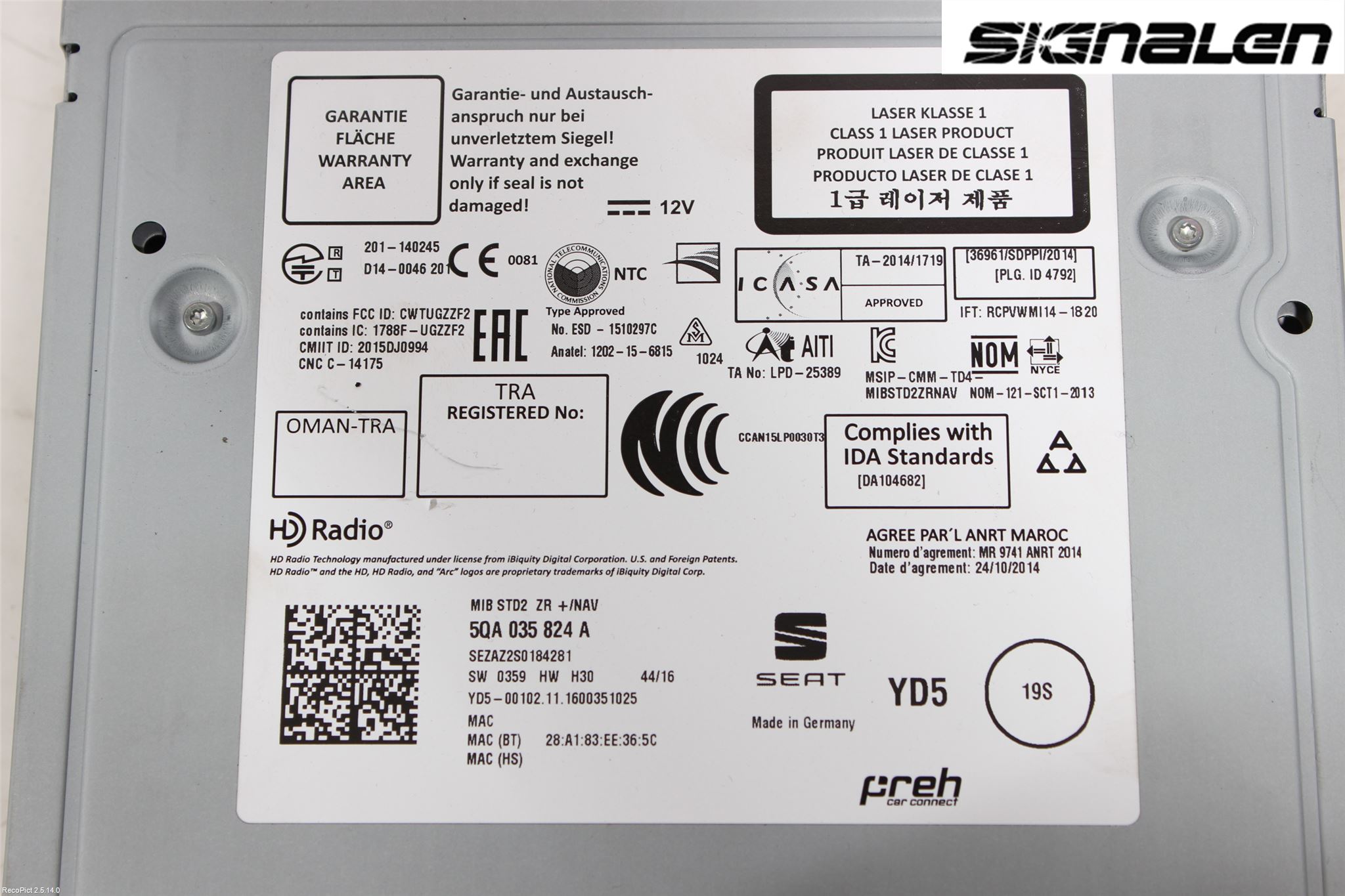 Seat IBIZA V 17-20 Stereo Radio