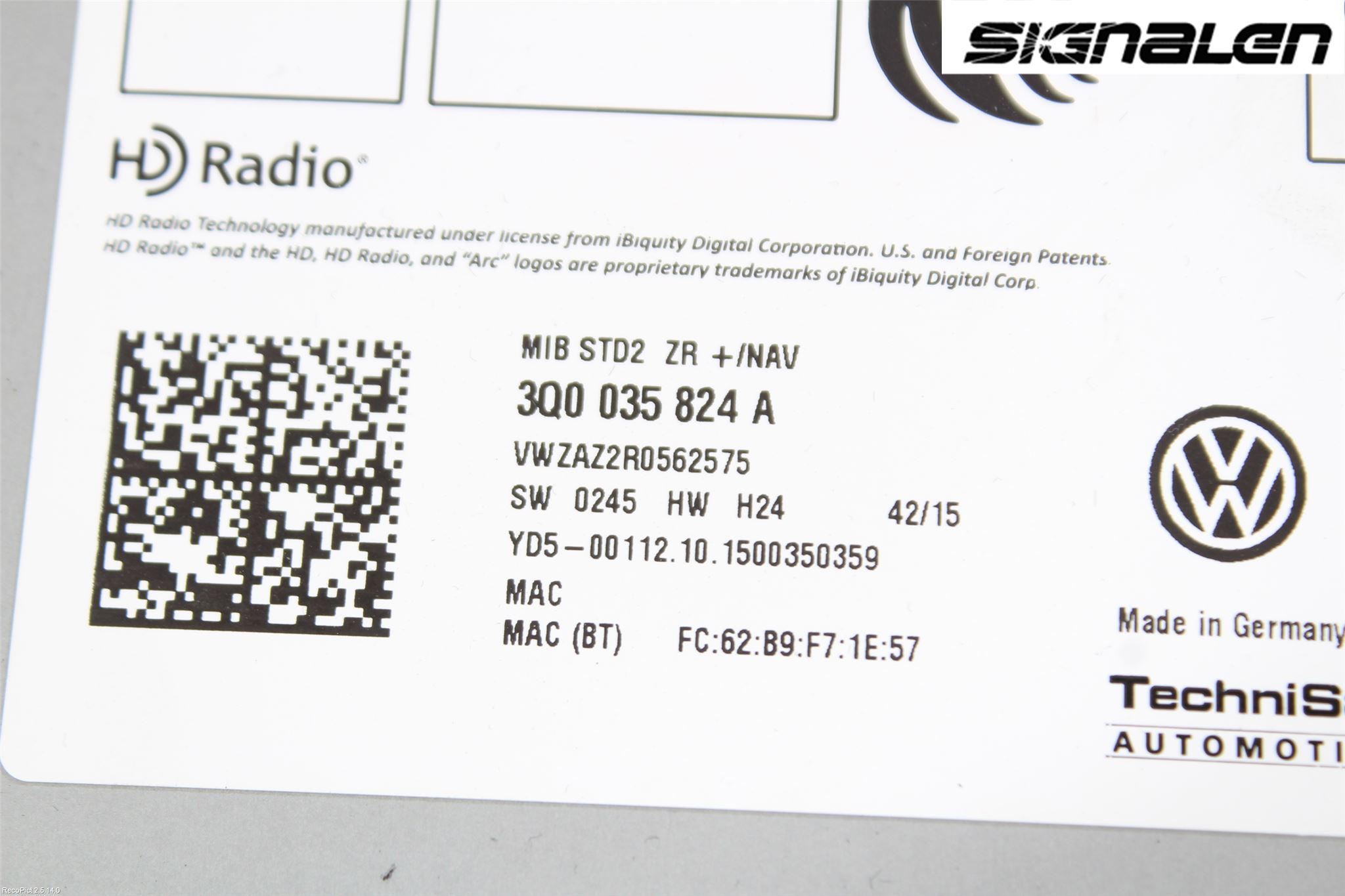 Volkswagen VW GOLF SPORTSVAN 15-20 Stereo Radio