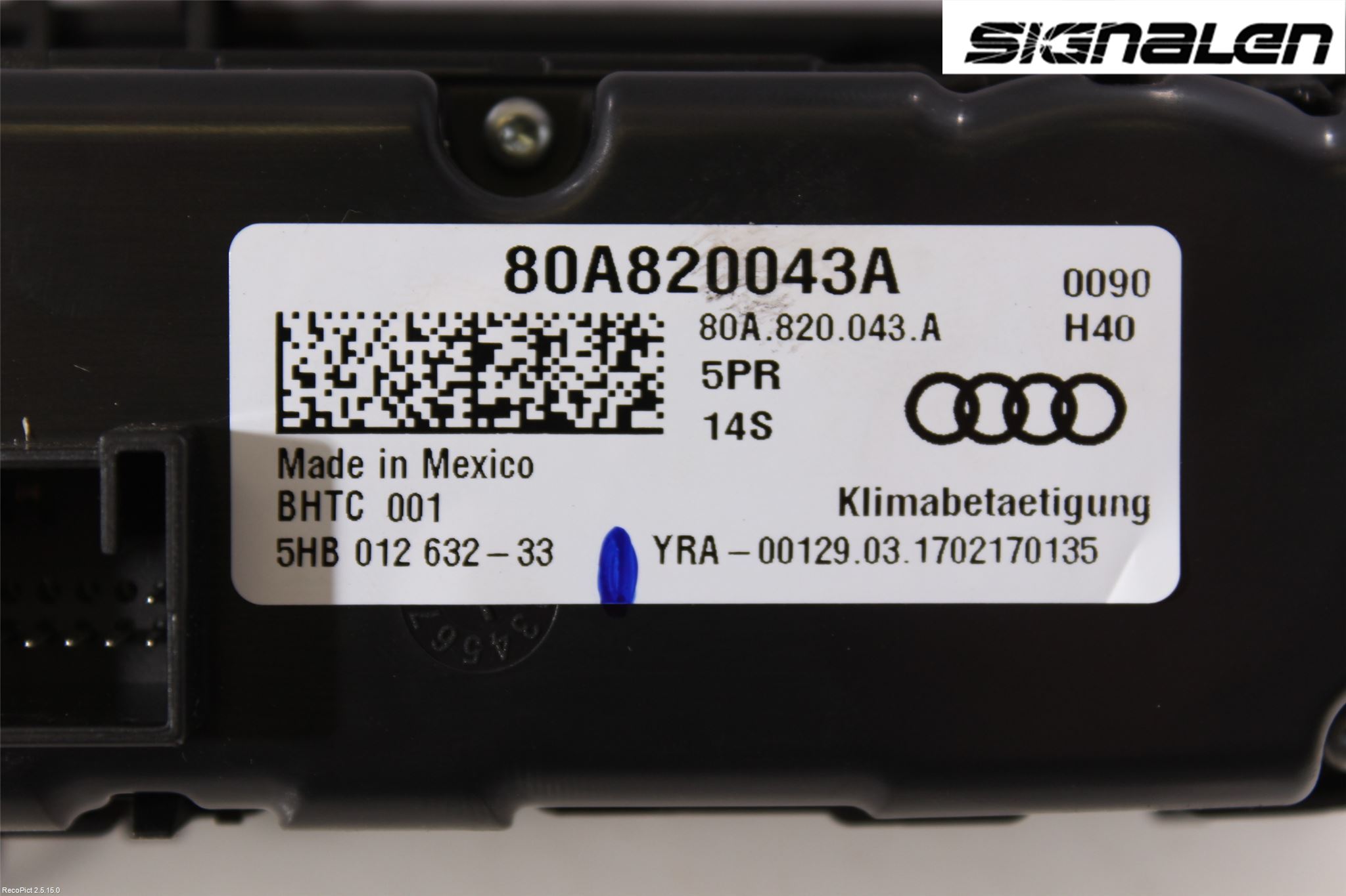 Audi Q5 09-16 Varme Ac Betjening-Display