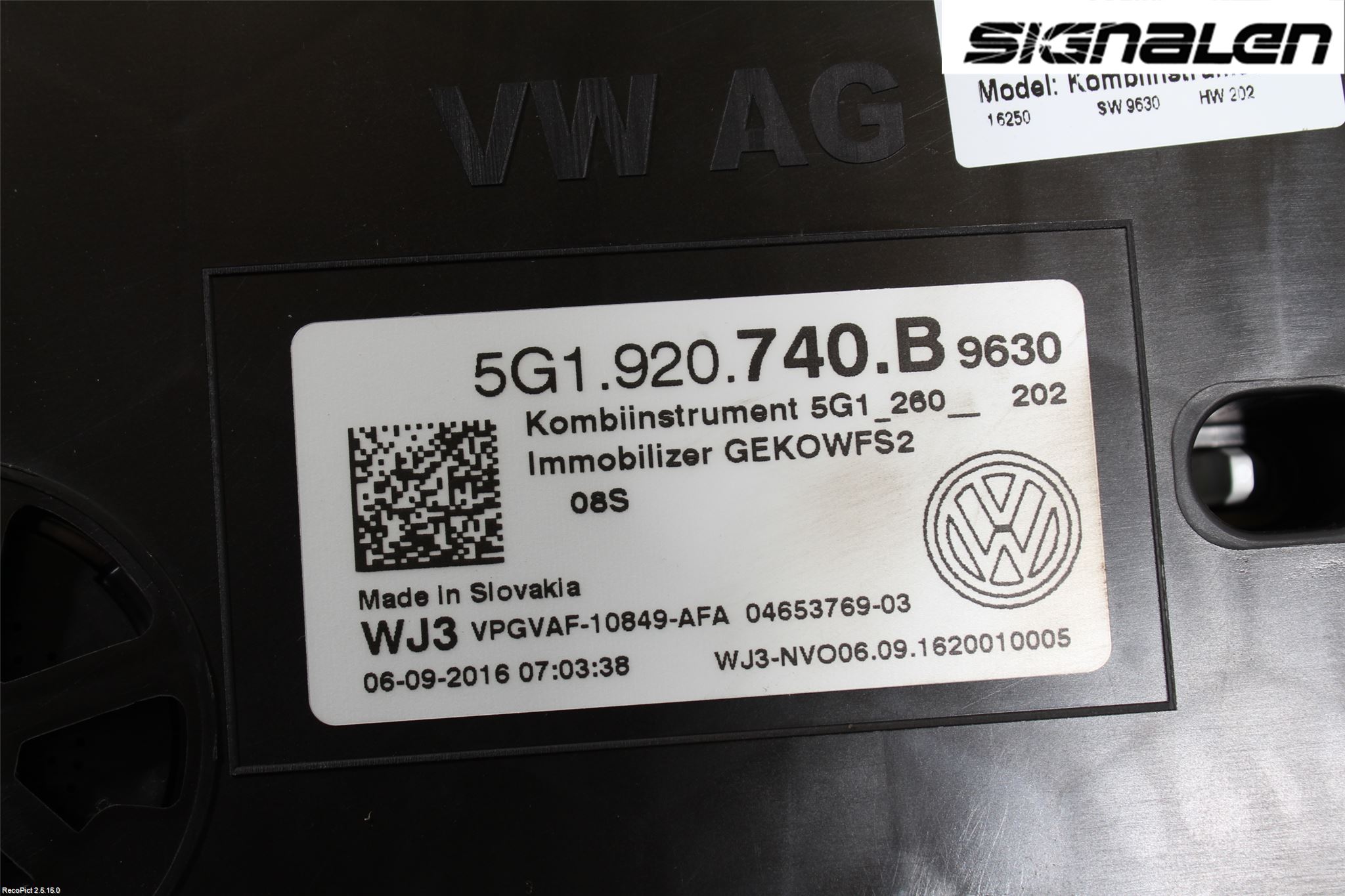 Volkswagen VW GOLF / E-GOLF VII 13-20 Instr Kombinert