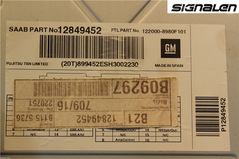 Saab 9-3 VER2/VER3 08-15 Stereo Radio Med Cd