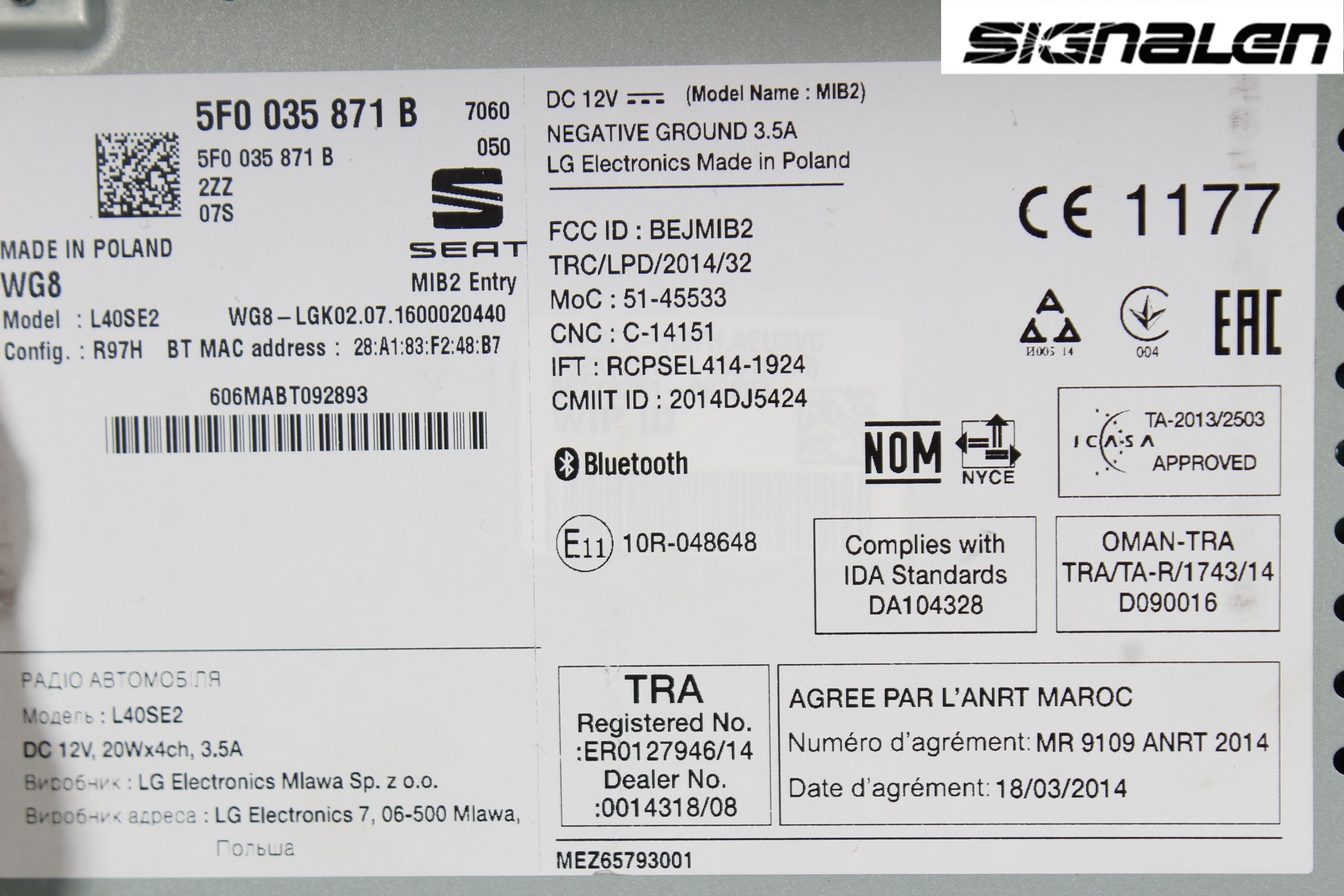 Seat LEON 13-20 Stereo Radio