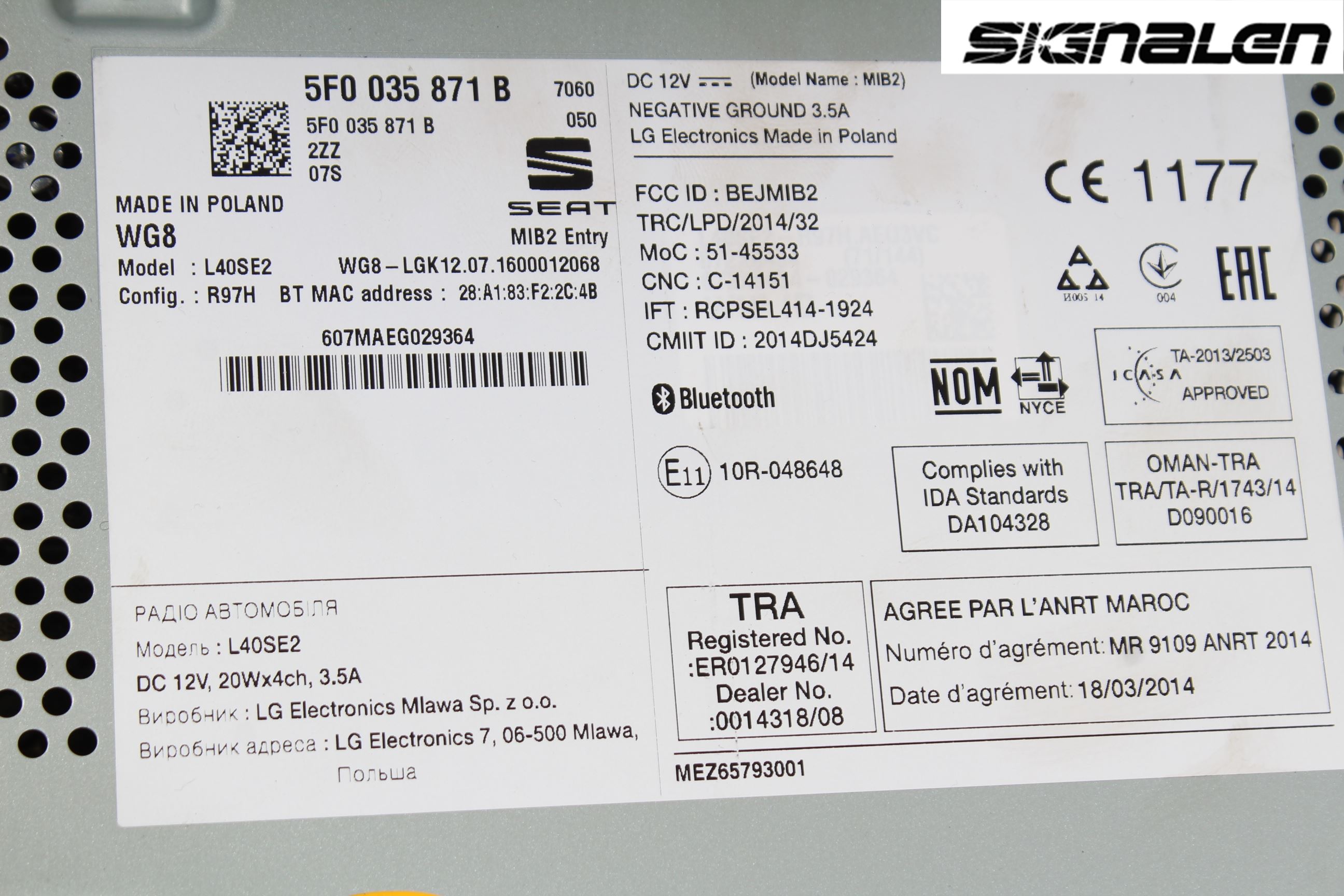 Seat LEON 13-20 Stereo Radio