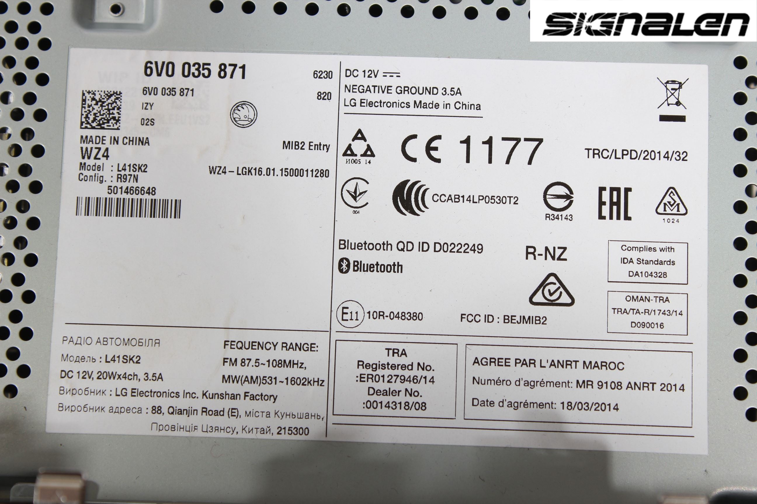 Skoda FABIA 15-21 Stereo Radio