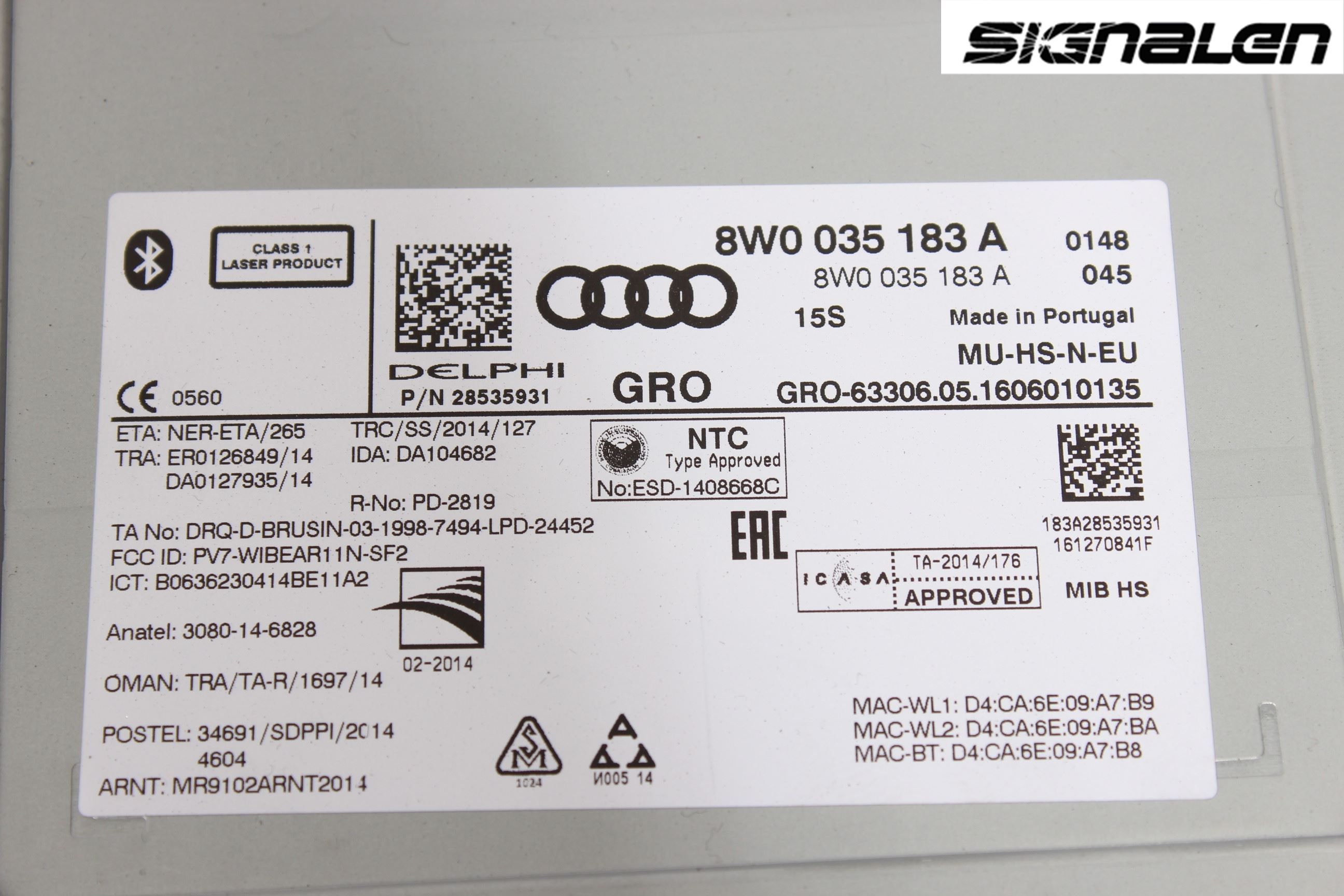 Audi A4/S4 B9 16-19 Stereo Radio