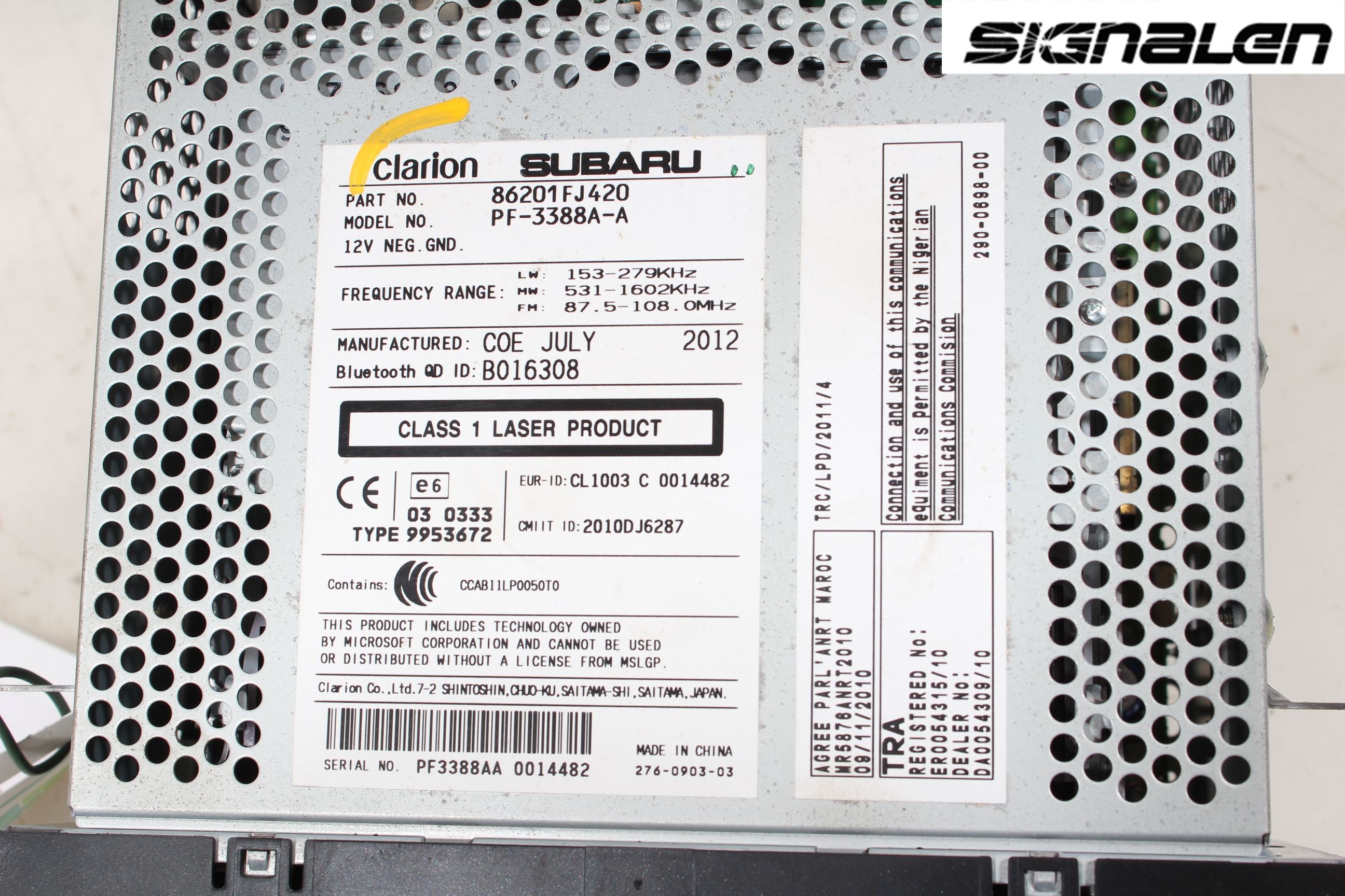 Subaru XV 12-17 Stereo Radio
