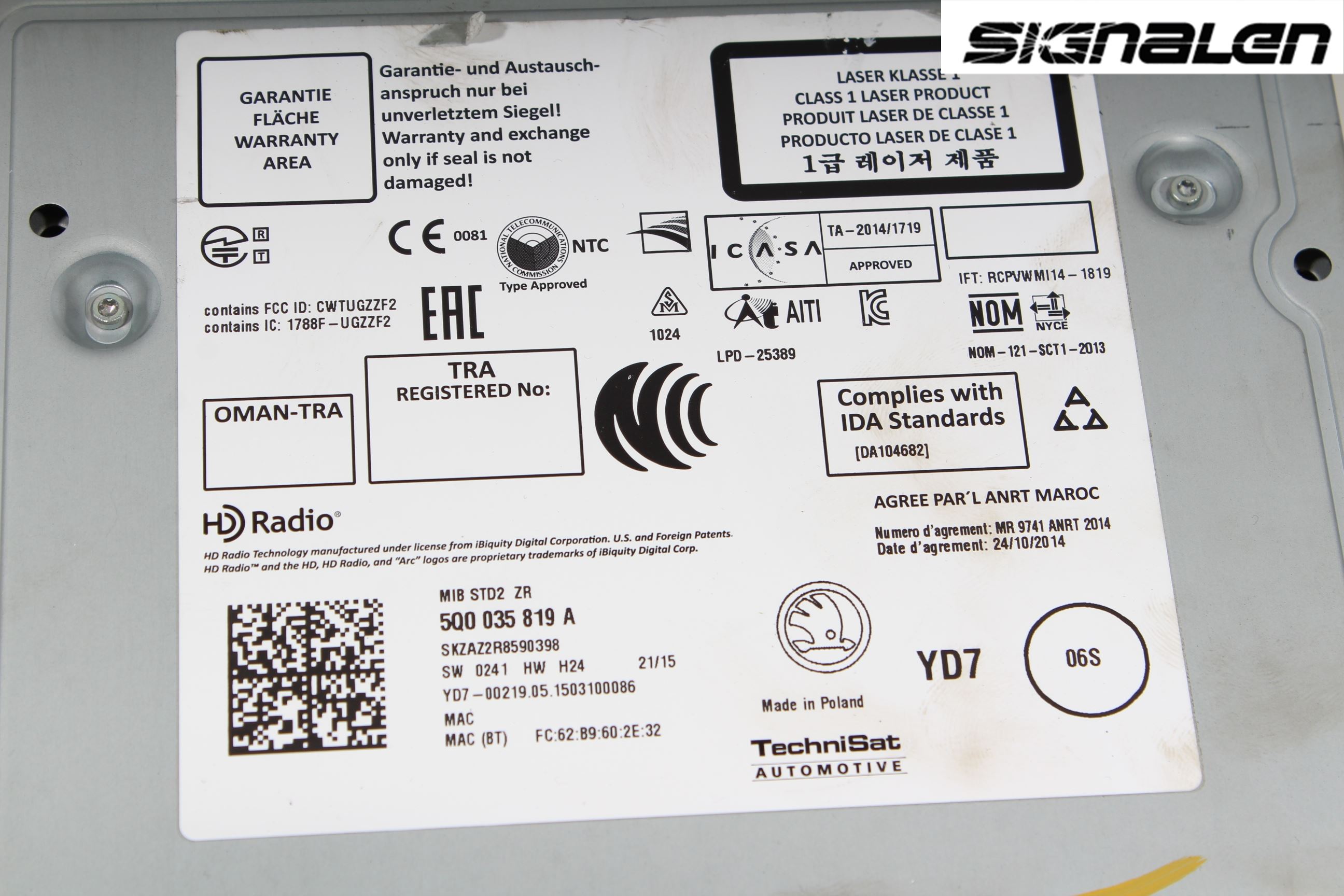 Skoda FABIA 15-21 Stereo Radio
