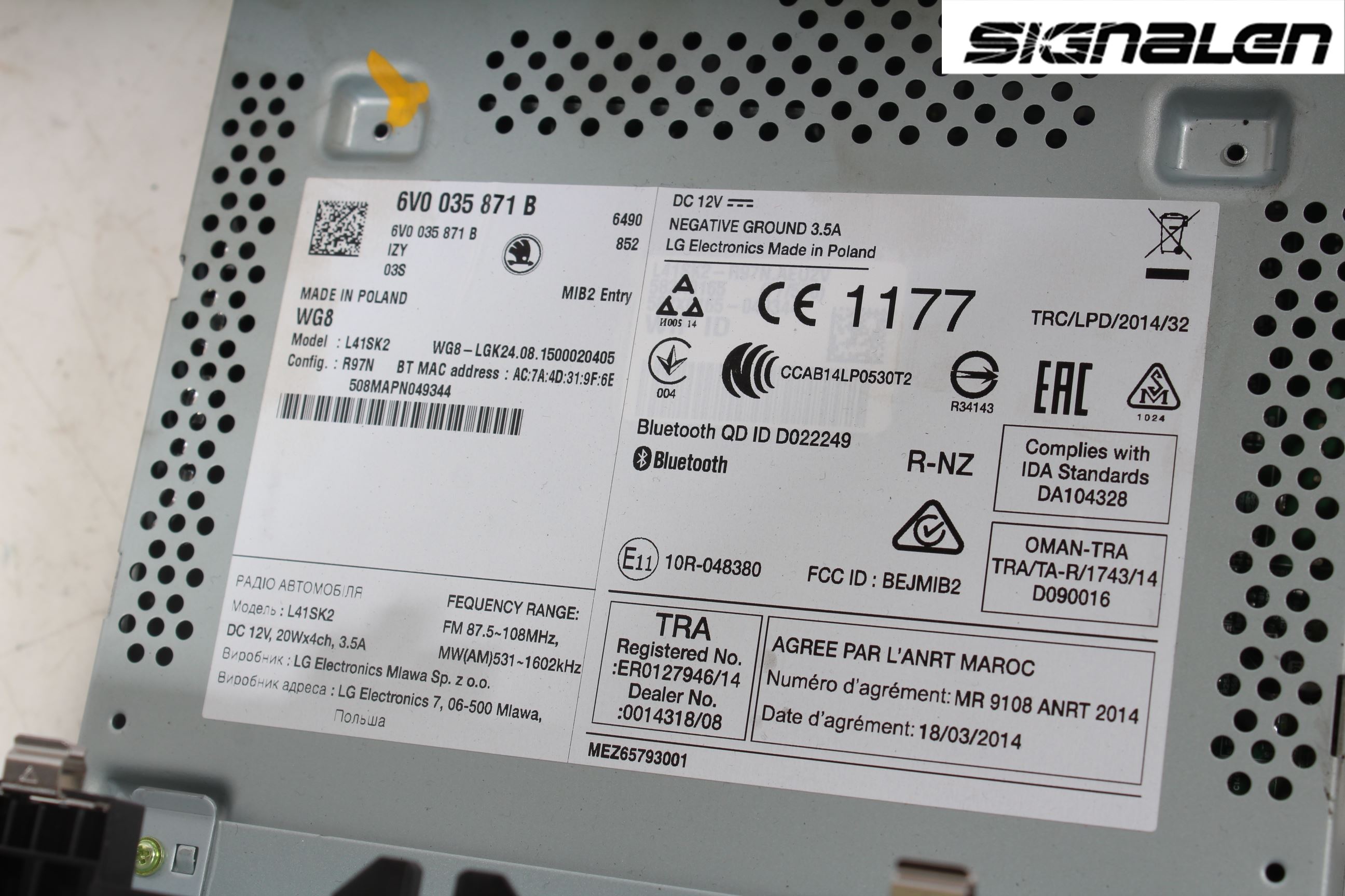 Skoda FABIA 15-21 Stereo Radio
