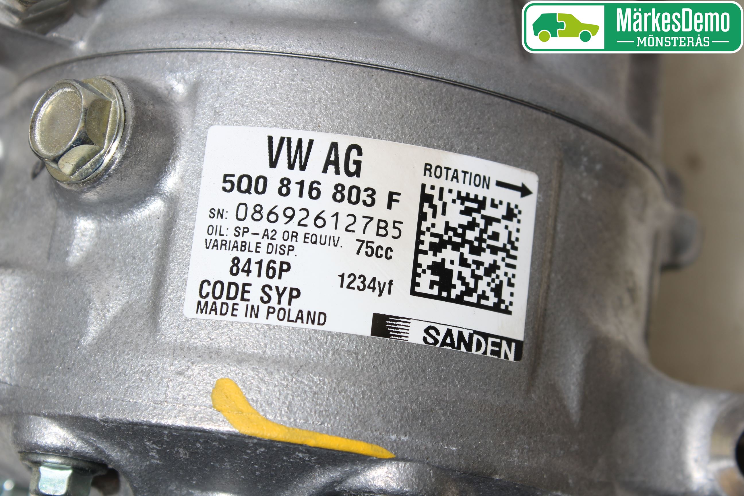Volkswagen VW GOLF / E-GOLF VII 13-20 Varme Ac Kompressor