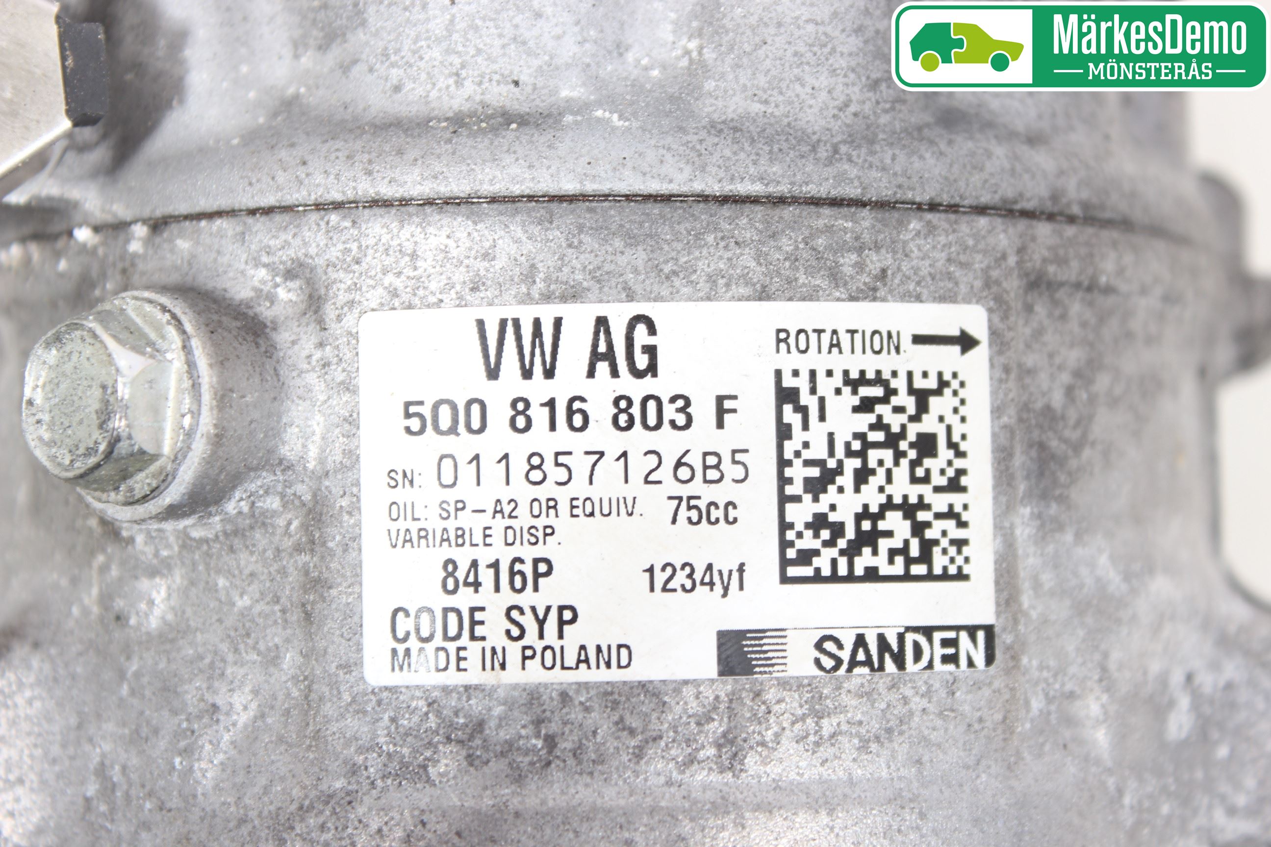 Volkswagen VW GOLF / E-GOLF VII 13-20 Varme Ac Kompressor