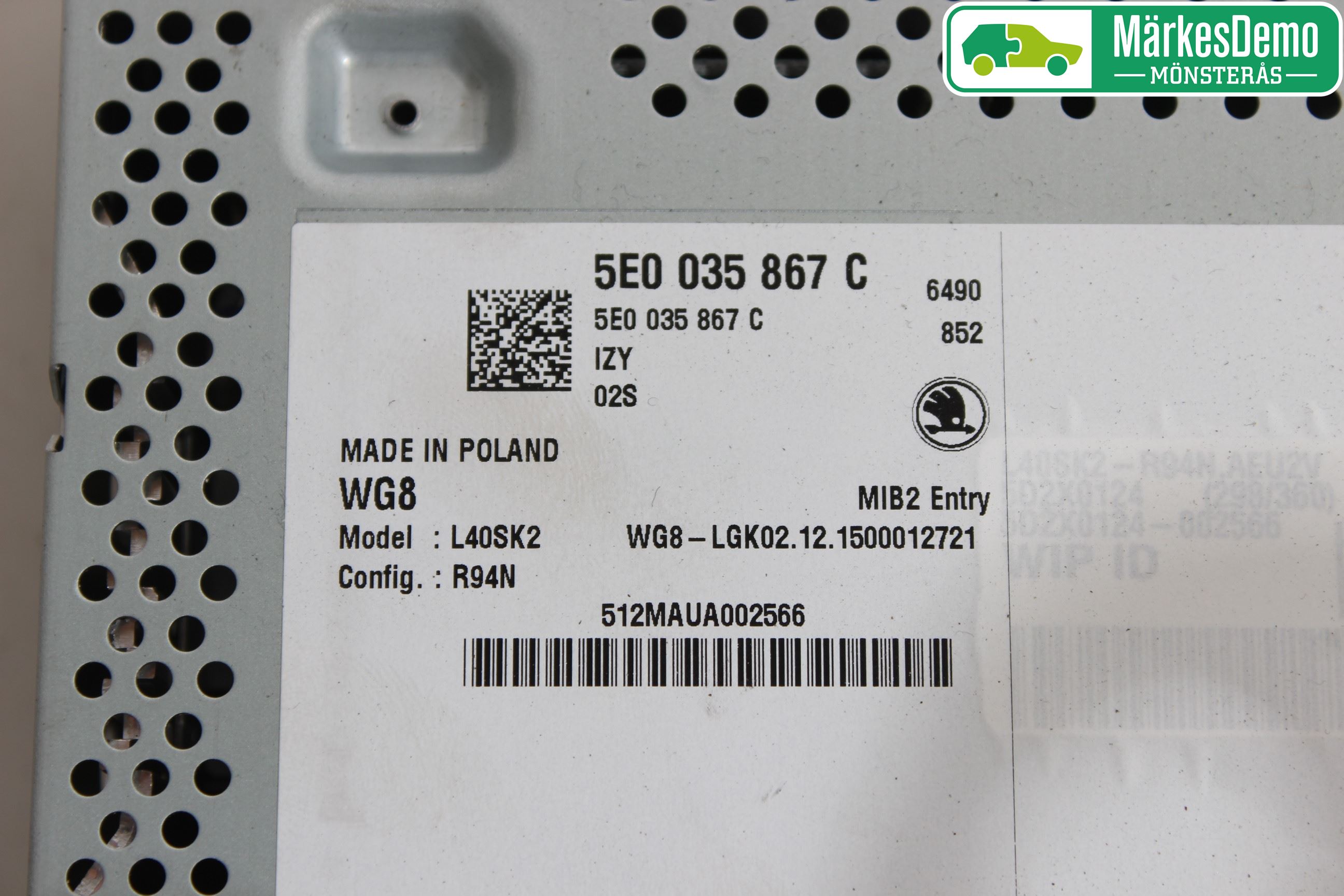 Skoda OCTAVIA (5E) 13-20 Stereo Radio
