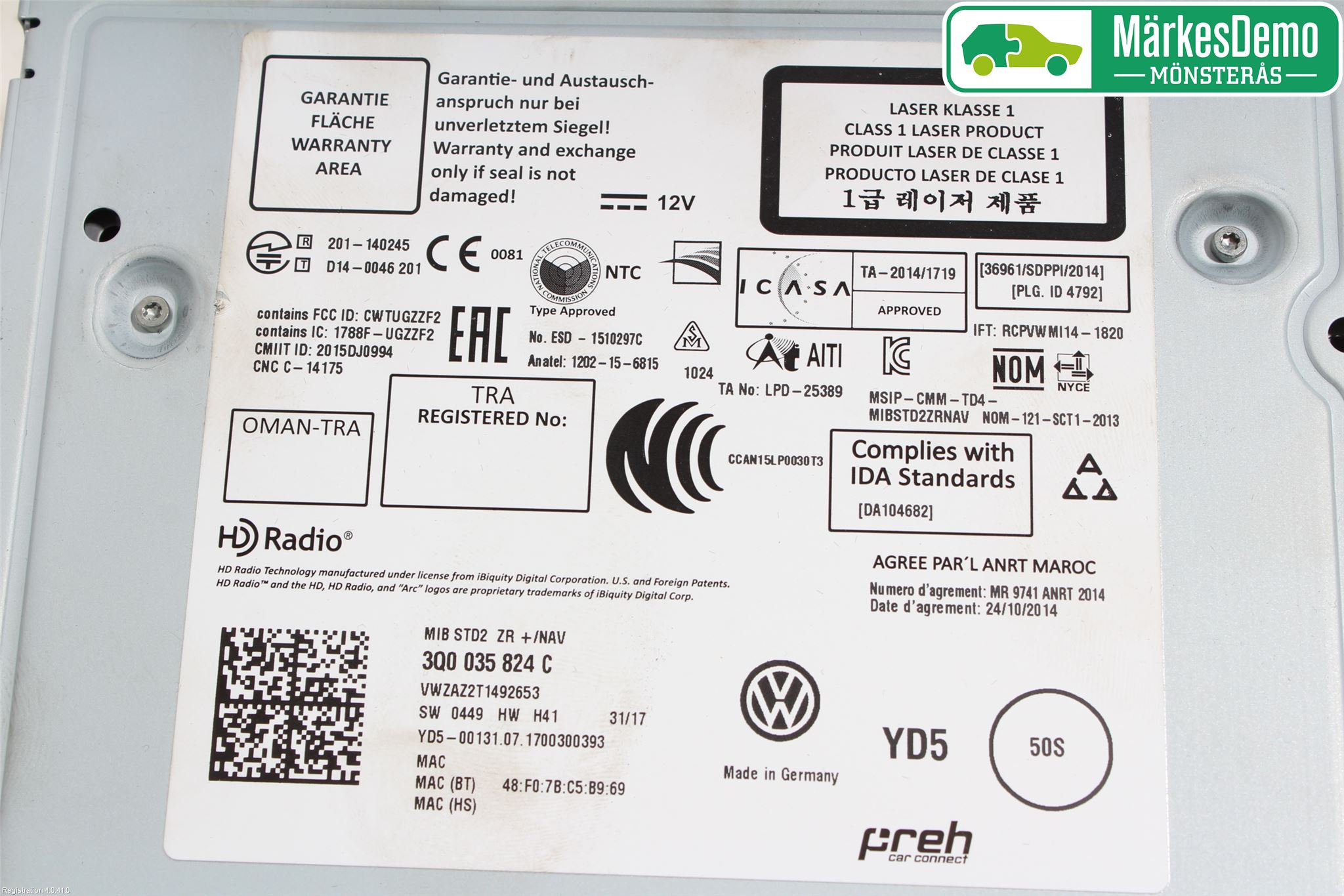 Volkswagen VW GOLF / E-GOLF VII 13-20 Stereo Radio