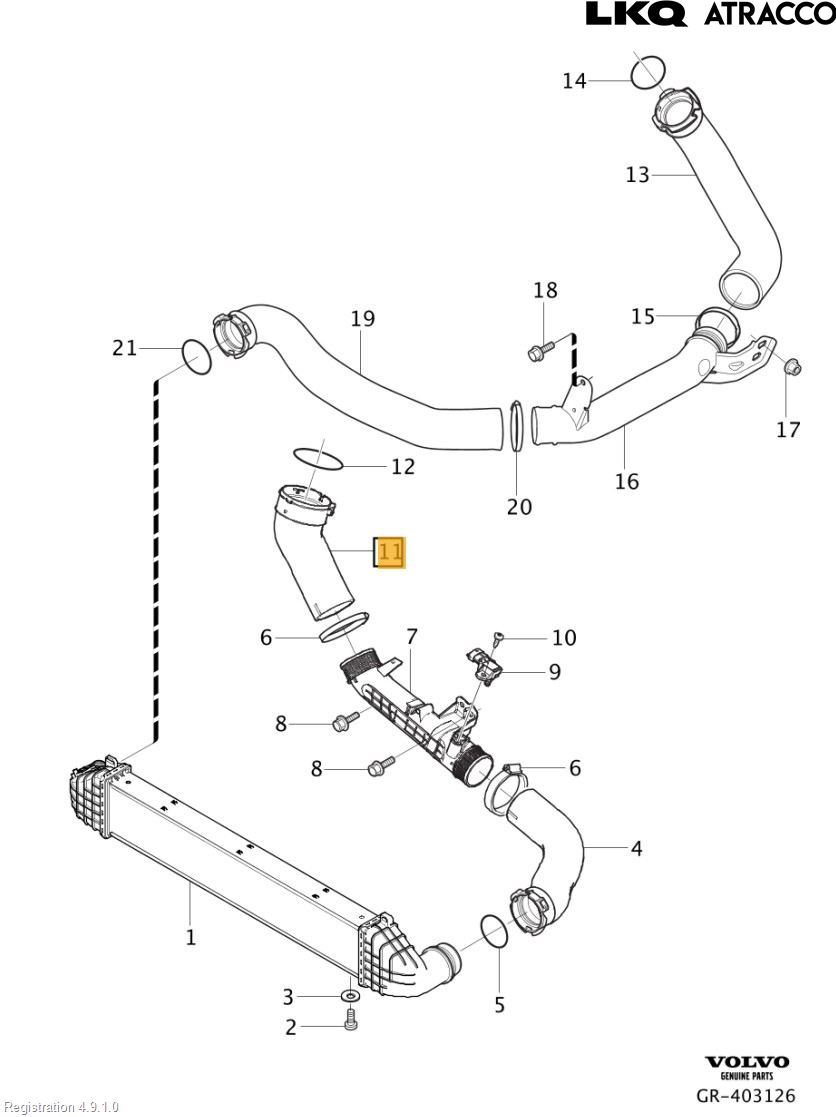 Volvo V40 12-19 Intercooler Rør-Slange