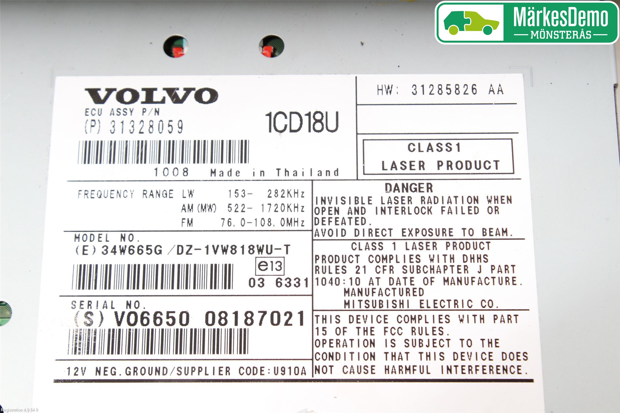 Volvo V50 08-12 Stereo Radio