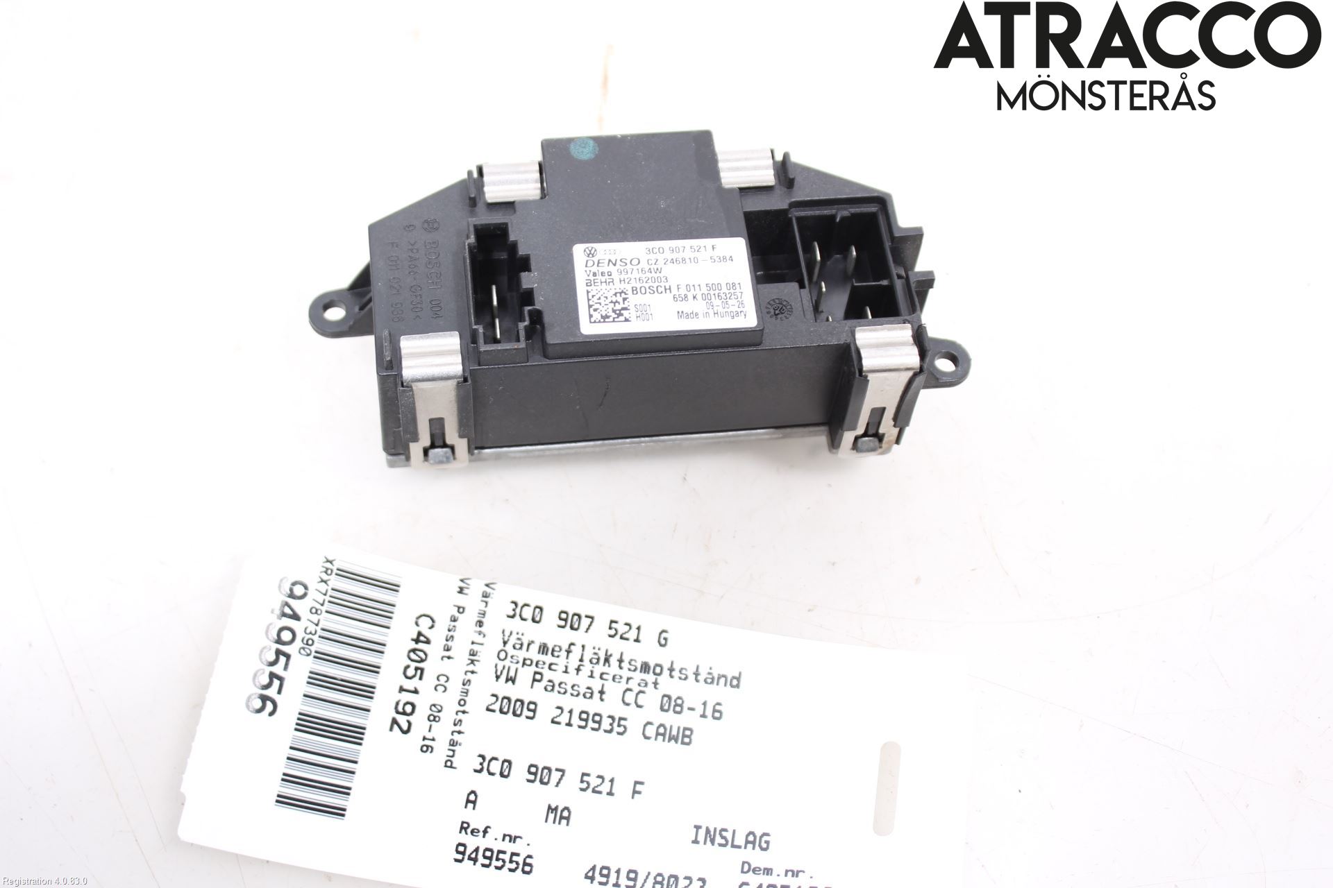 Volkswagen VW PASSAT CC 08-16 Varmeapparat Viftemotstand
