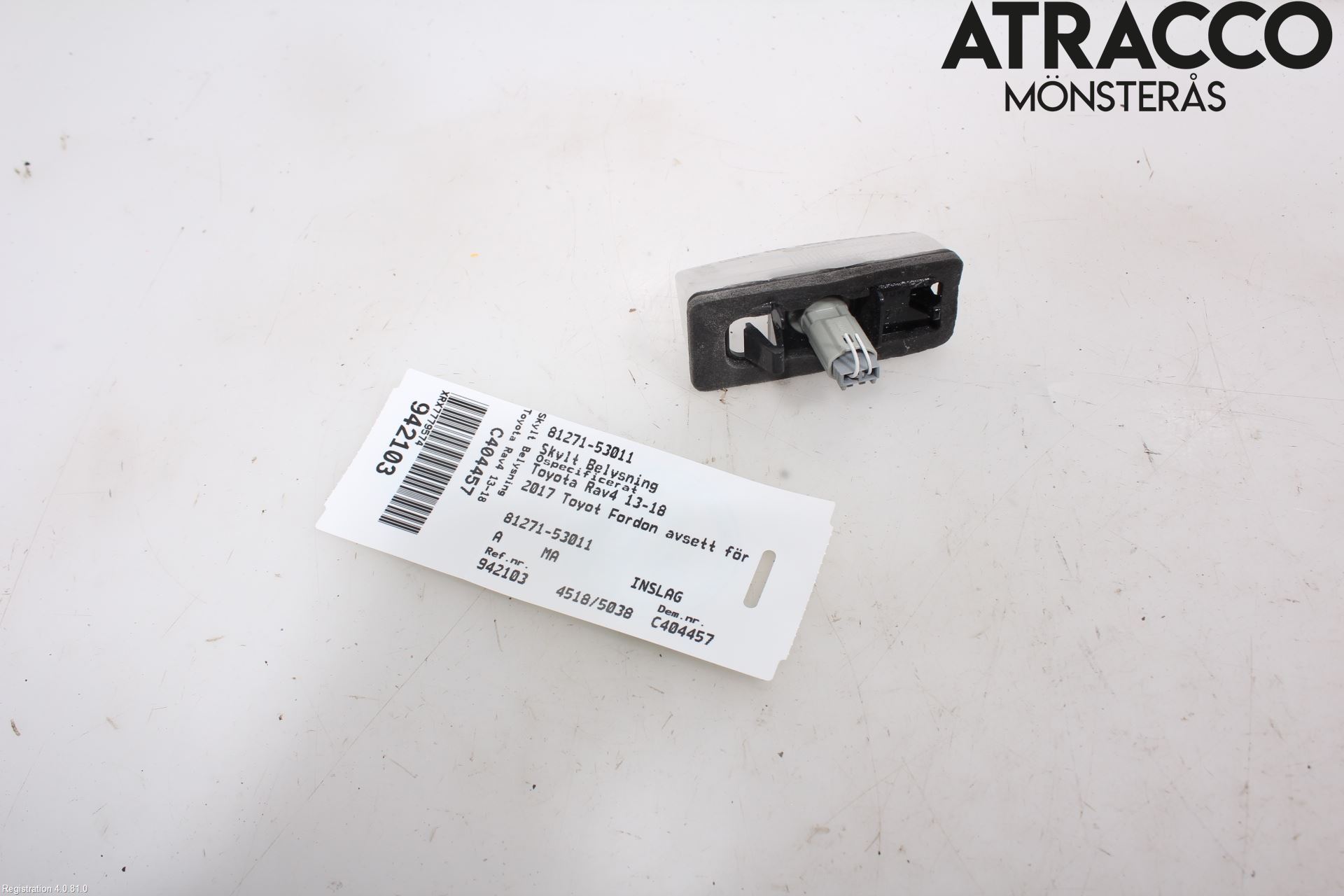 Toyota RAV4 13-18 Skilt Belysning