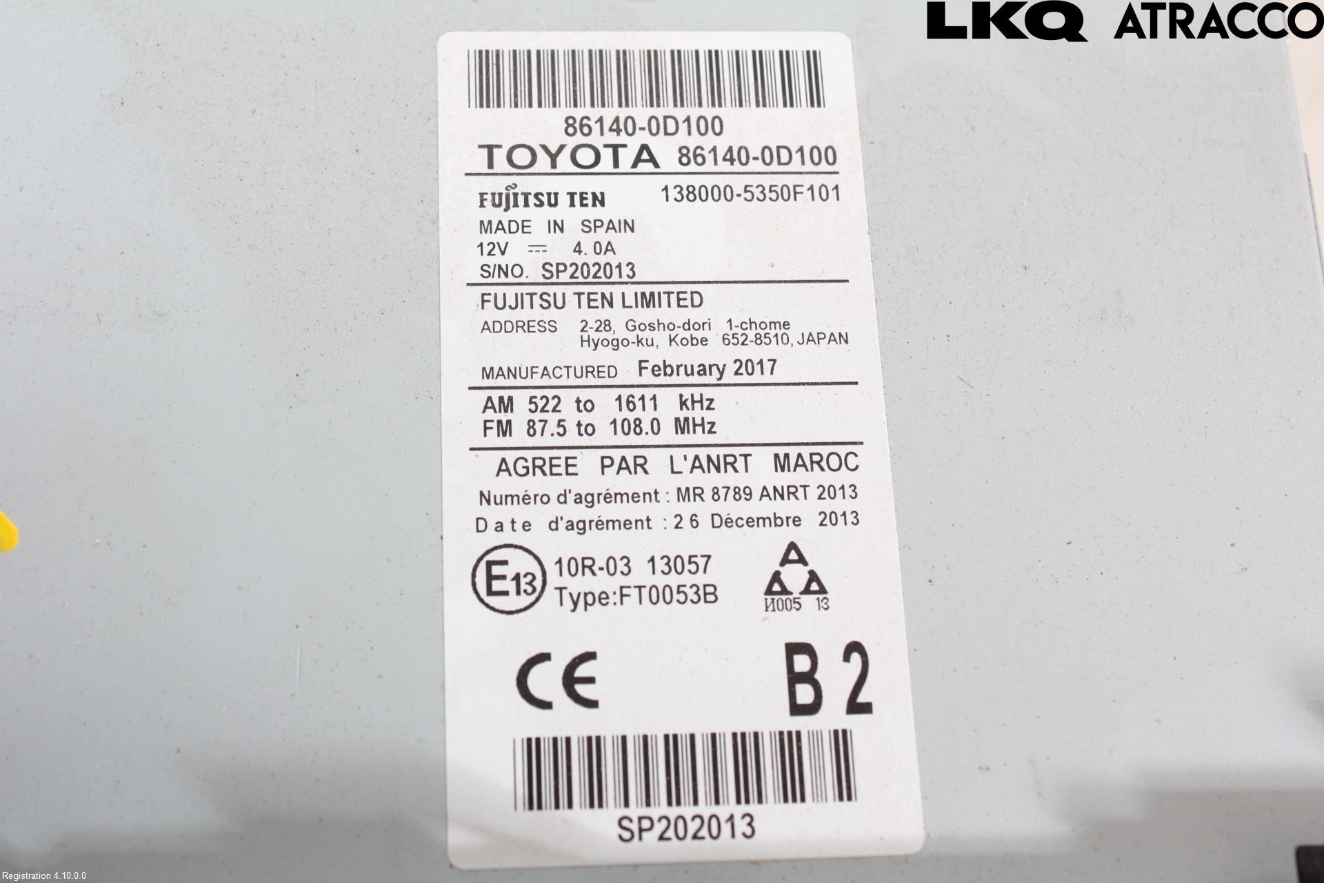Toyota YARIS XP130 15-20 Stereo Radio Med Cd
