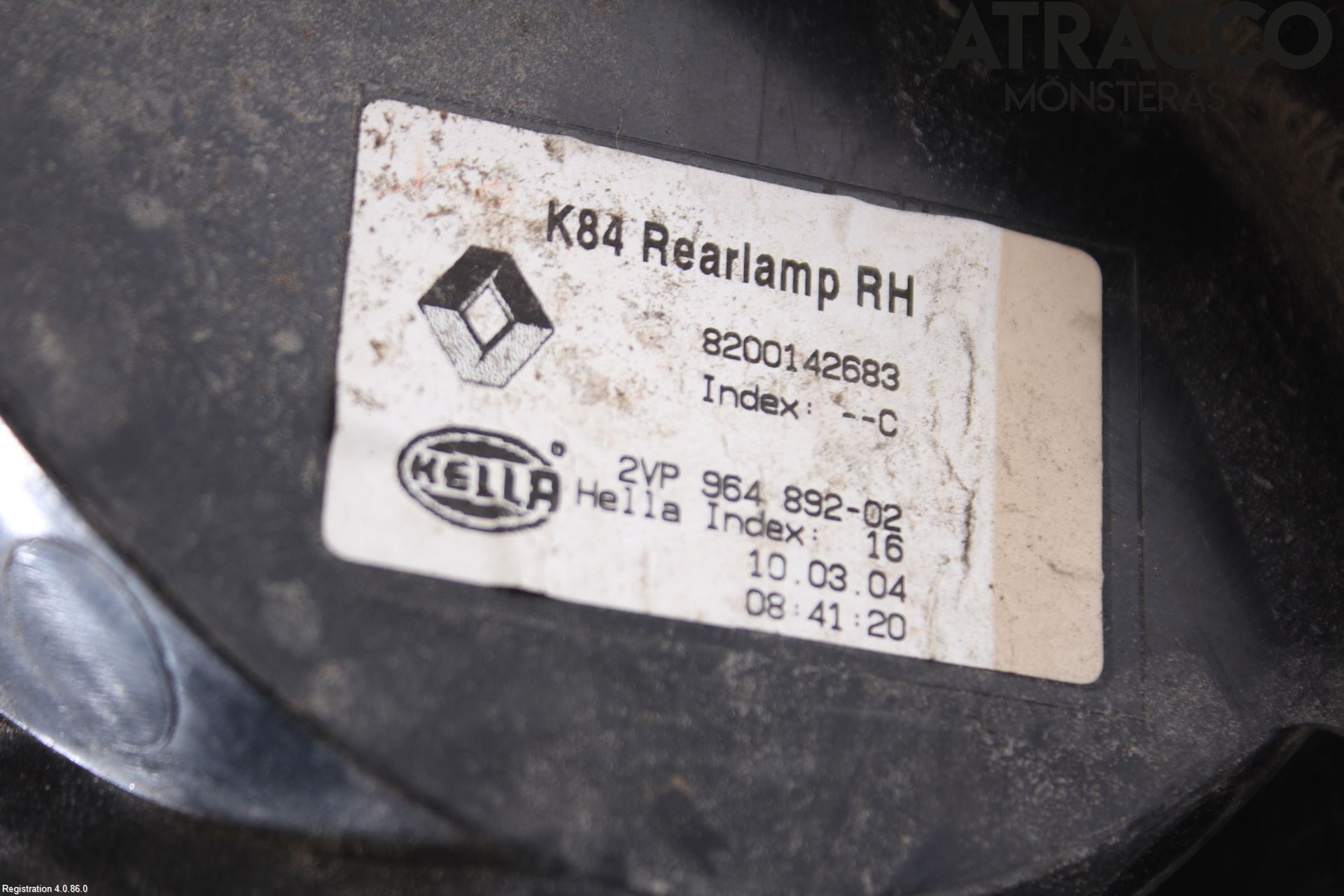 Renault MÉGANE II  03-05 Baklykt Høyre