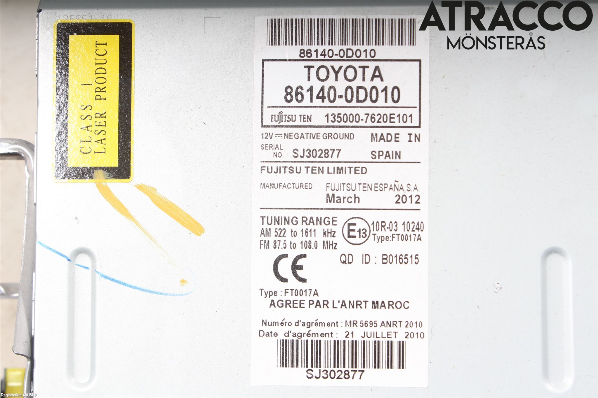 Toyota YARIS XP130 12-14 Stereo Radio