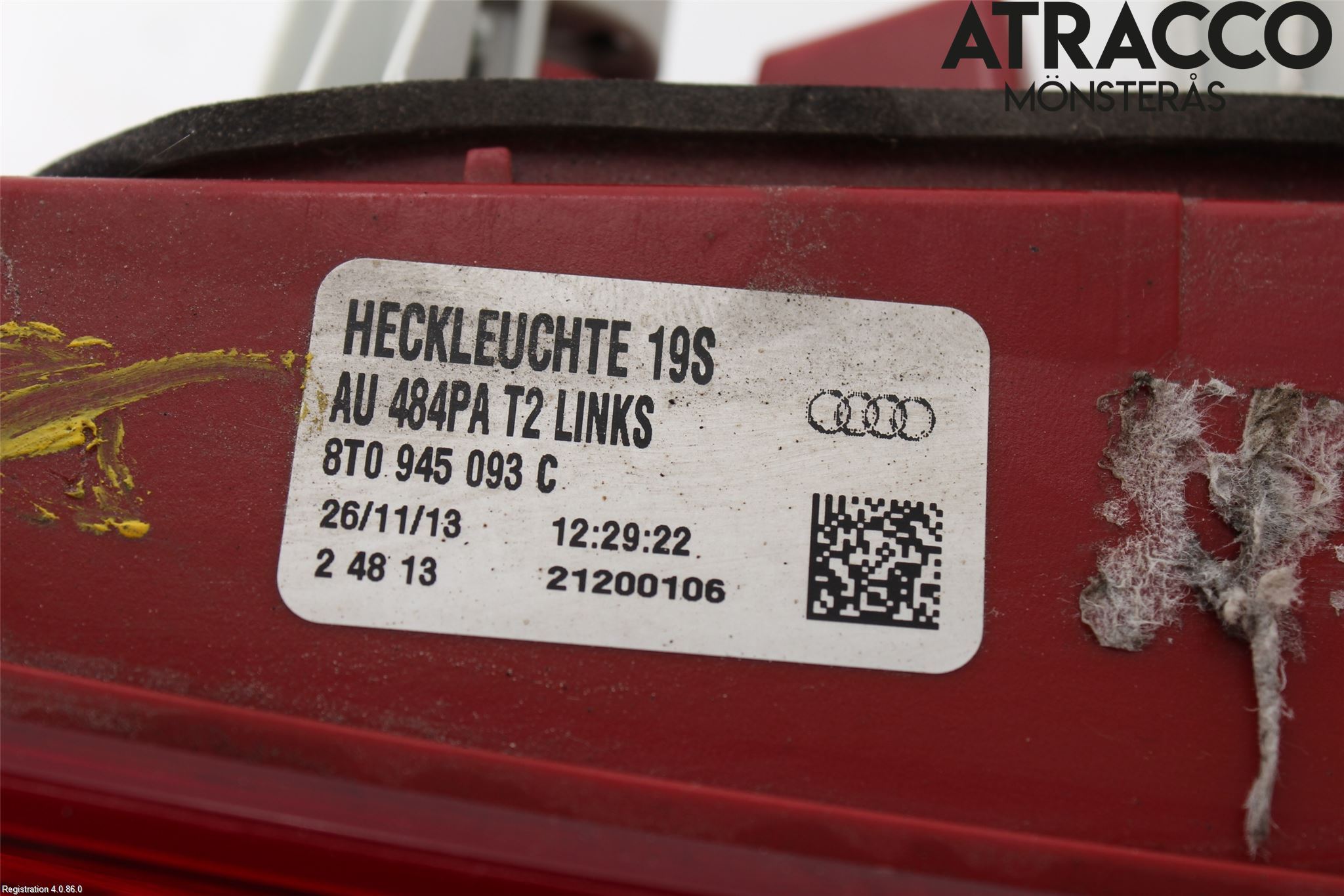 Audi A5 07-16 Baklykt Venstre  På Luke(Indre