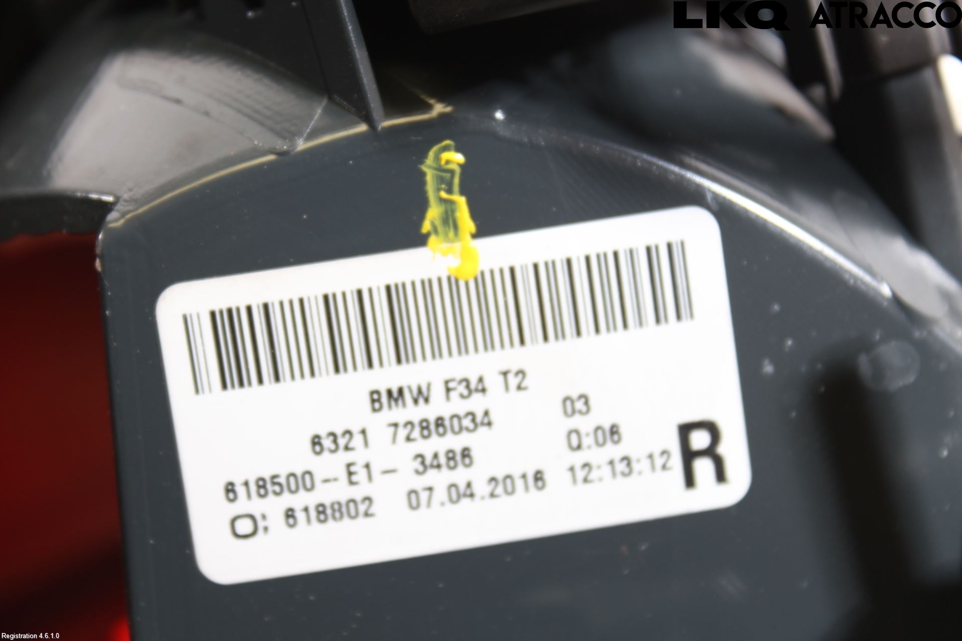 BMW 3 GT F34 13-19 Baklykt Høyre  På Luke(Indre)
