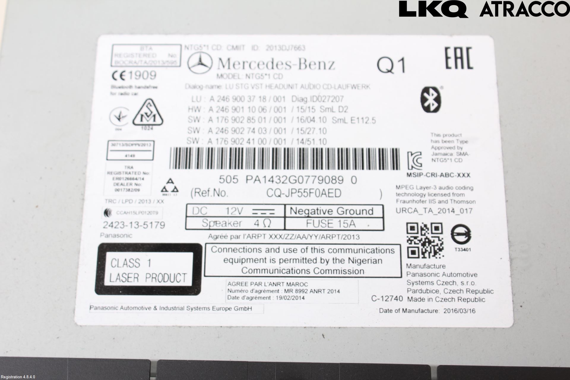 Mercedes-Benz MB CLA-KLASS (C117/X117) 13-19 Stereo Radio Med Cd
