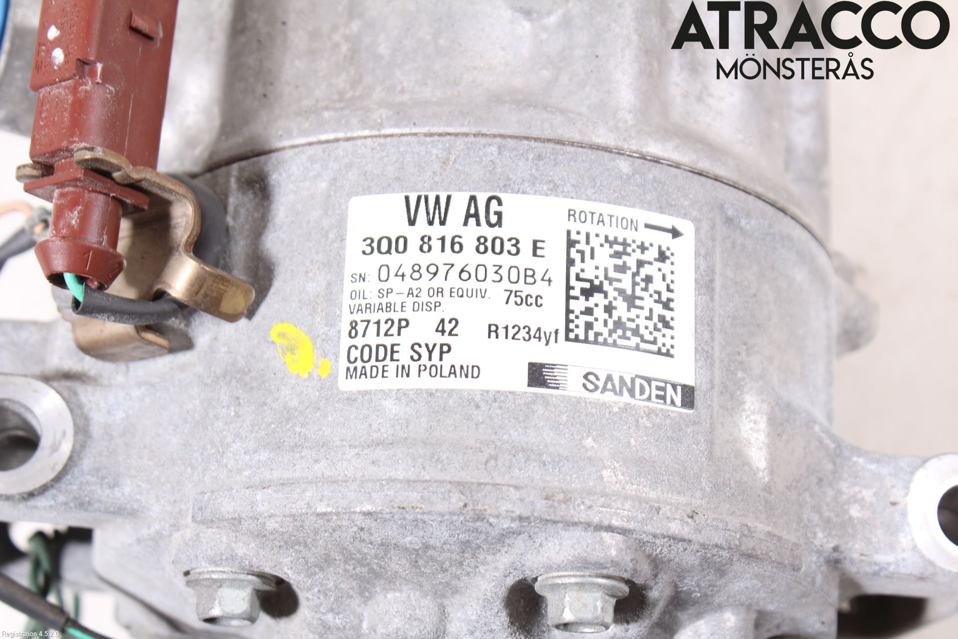 Volkswagen VW GOLF / E-GOLF VII 13-20 Varme Ac Kompressor