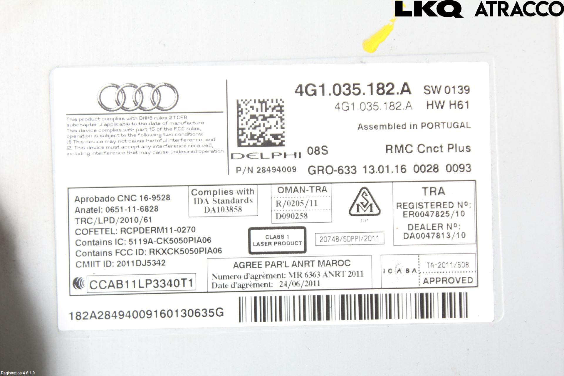 Audi A6/S6 4G 11-18 Stereo Radio Med Cd