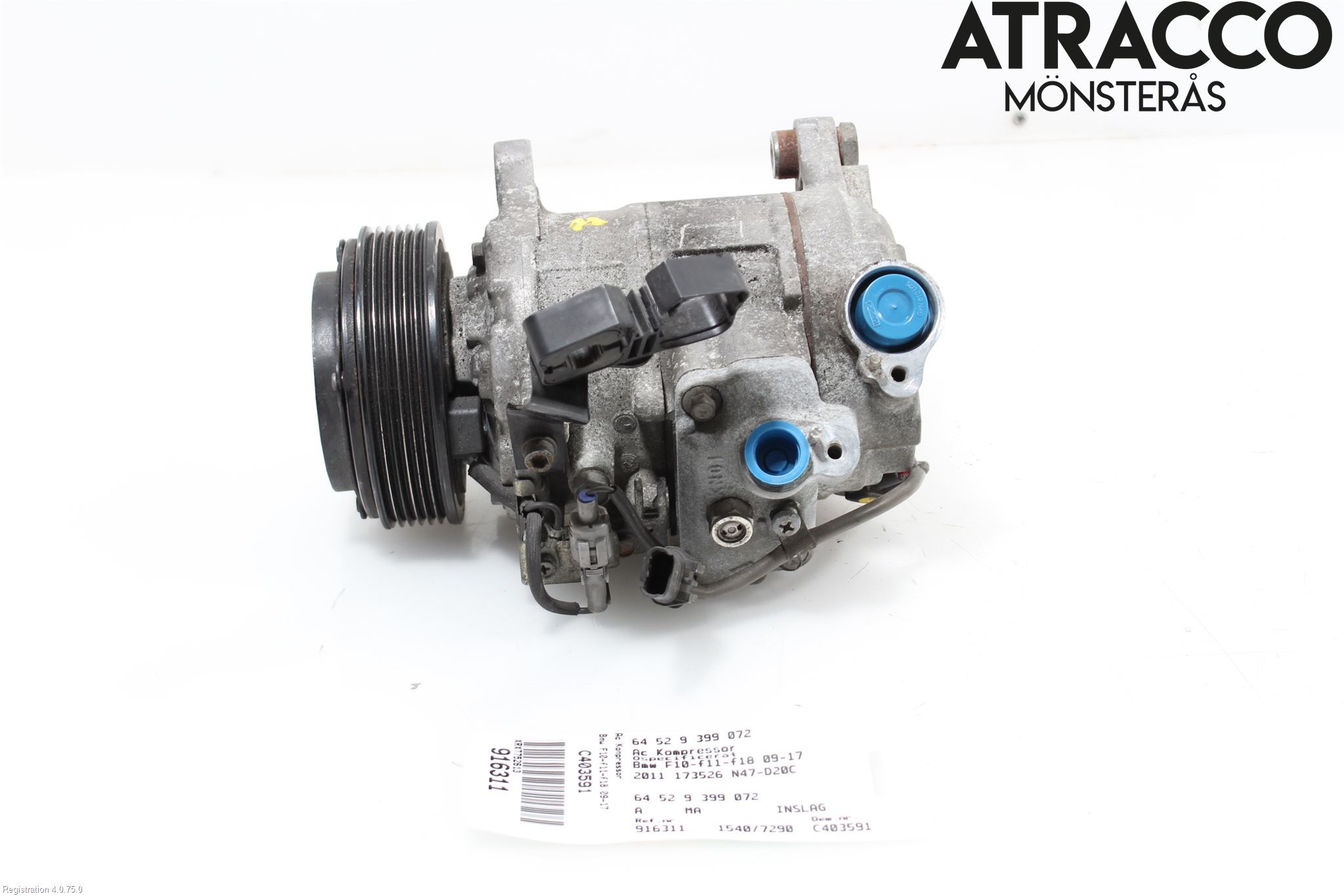 BMW 5 F10/F11/F18 09-17 Varme Ac Kompressor