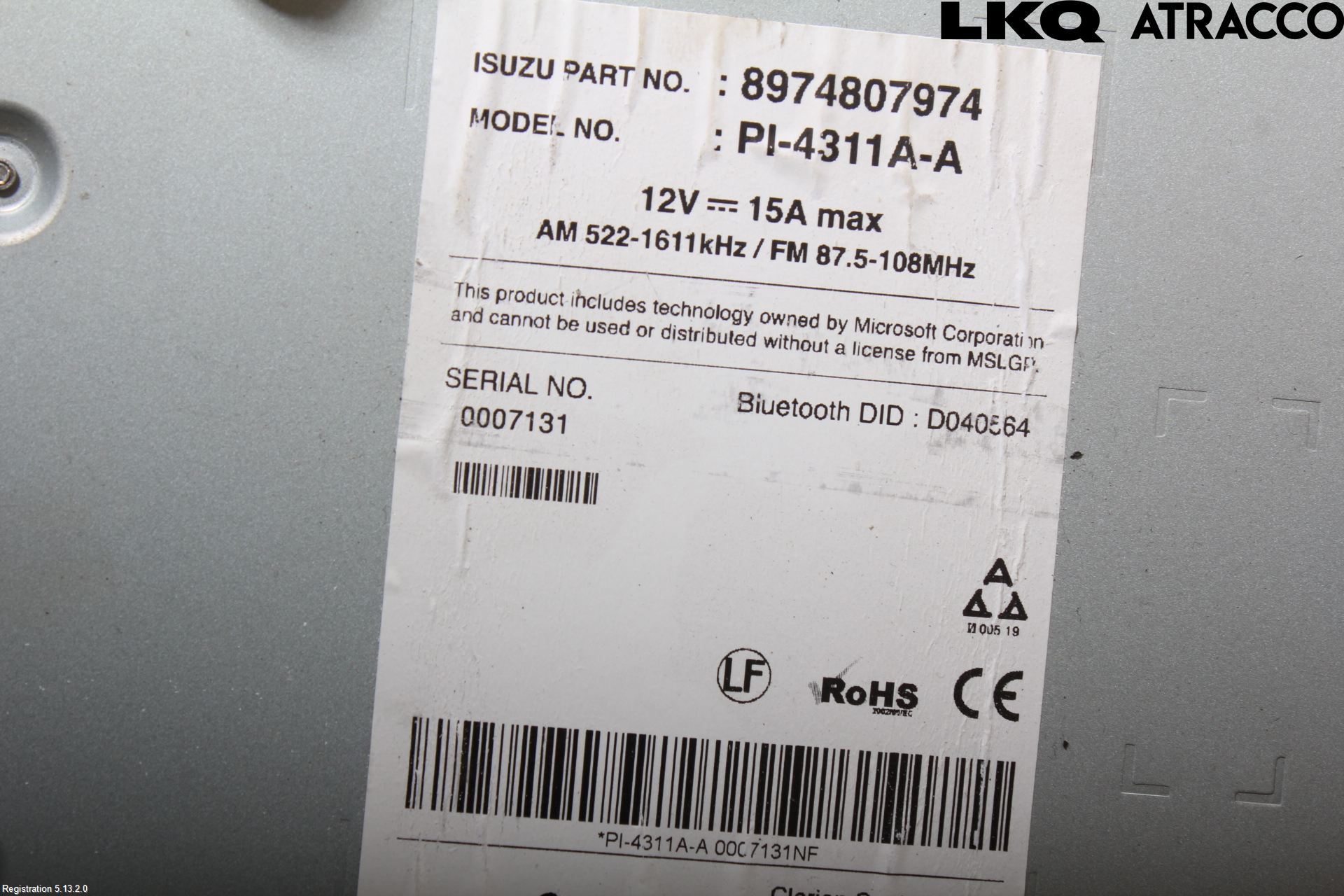 Isuzu D-MAX Stereo Radio Med Cd