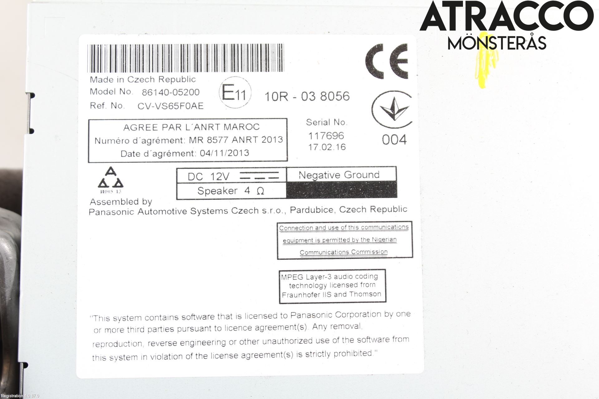 Toyota AVENSIS 16-18 Stereo Radio Med Cd