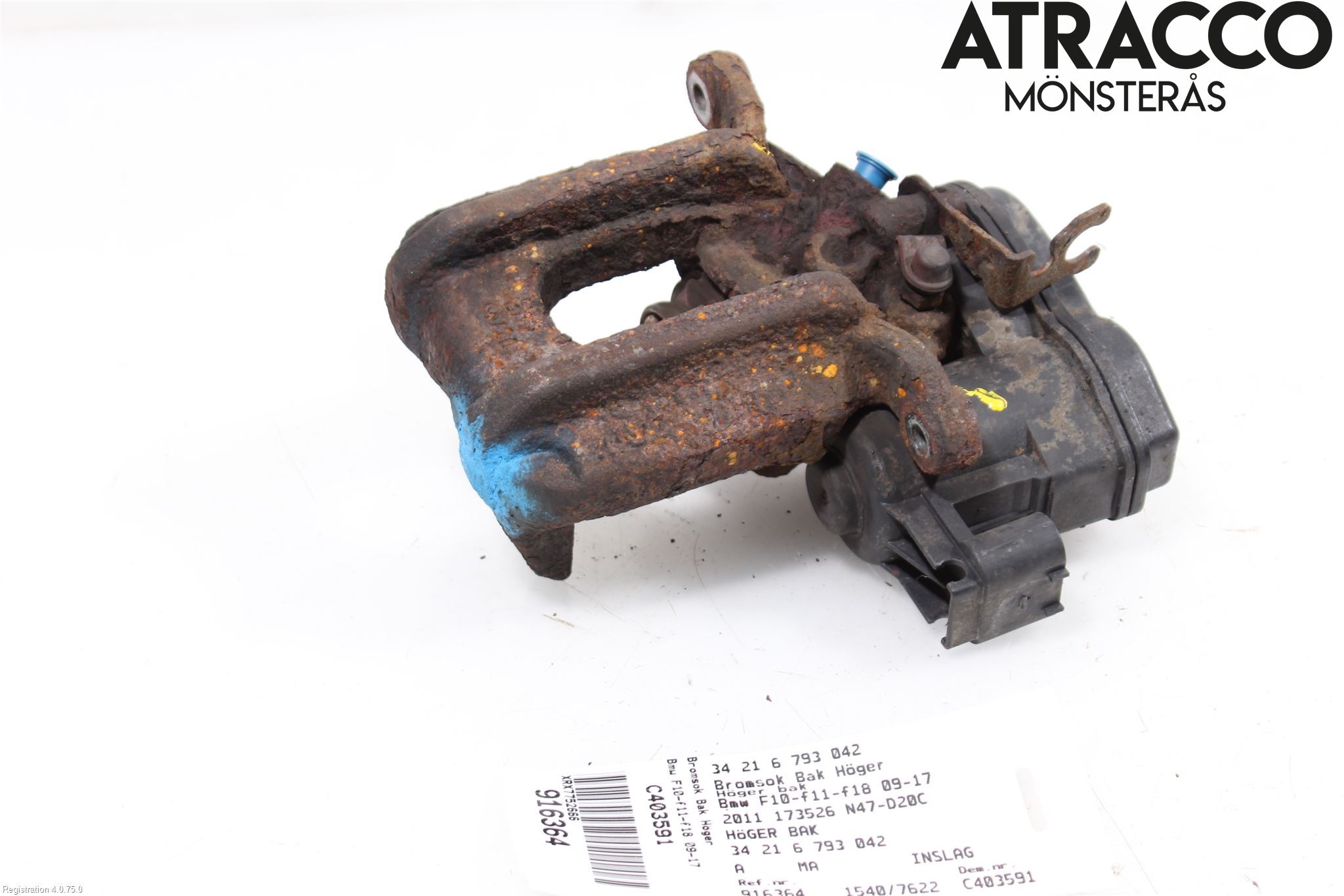 BMW 5 F10/F11/F18 09-17 Bremsecaliper Bak Høyre
