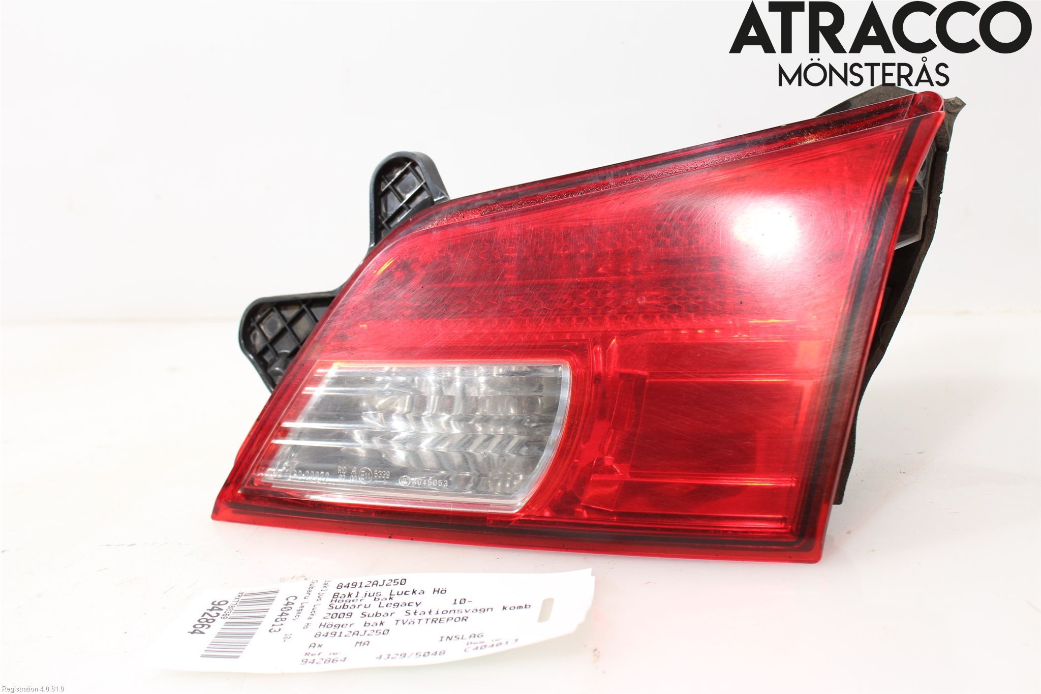 Subaru LEGACY 10-14 Baklykt Høyre  På Luke(Indre)