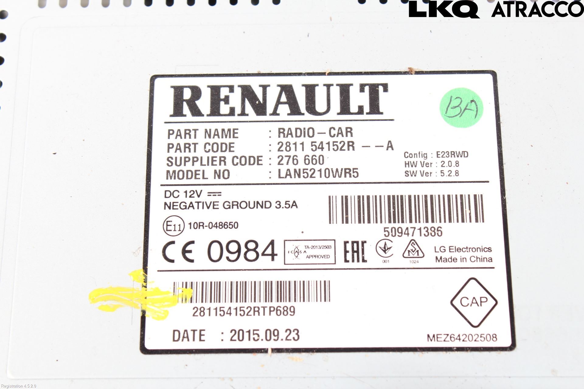 Renault CLIO IV 12-16 Stereo Radio Med Cd