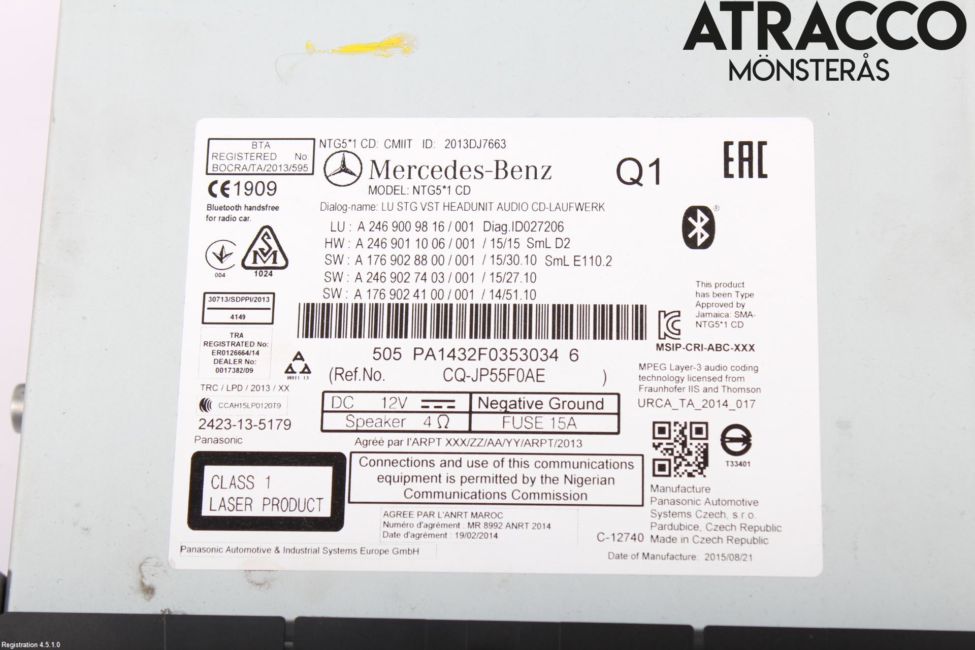Mercedes-Benz MB CLA-KLASS (C117/X117) 13-19 Stereo Radio Med Cd