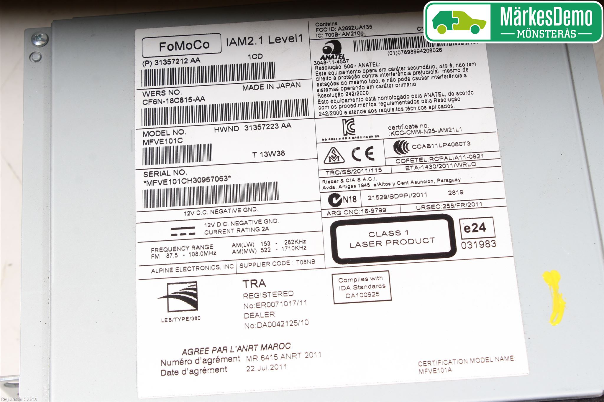 Volvo V70 14-16 Stereo Radio