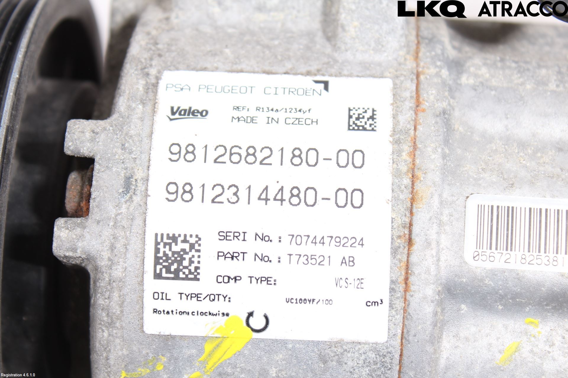 Citroen C4 GRAND PICASSO 14-18 Varme Ac Kompressor