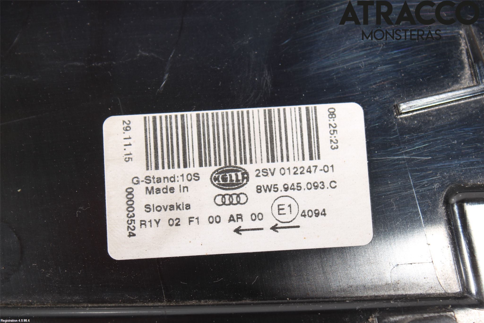 Audi A4/S4 B9 16-19 Baklykt Venstre  På Luke(Indre