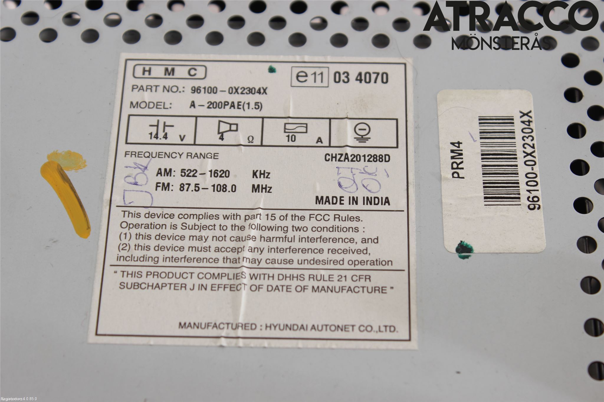 Hyundai i10 PA 08-13 Stereo Radio Med Cd