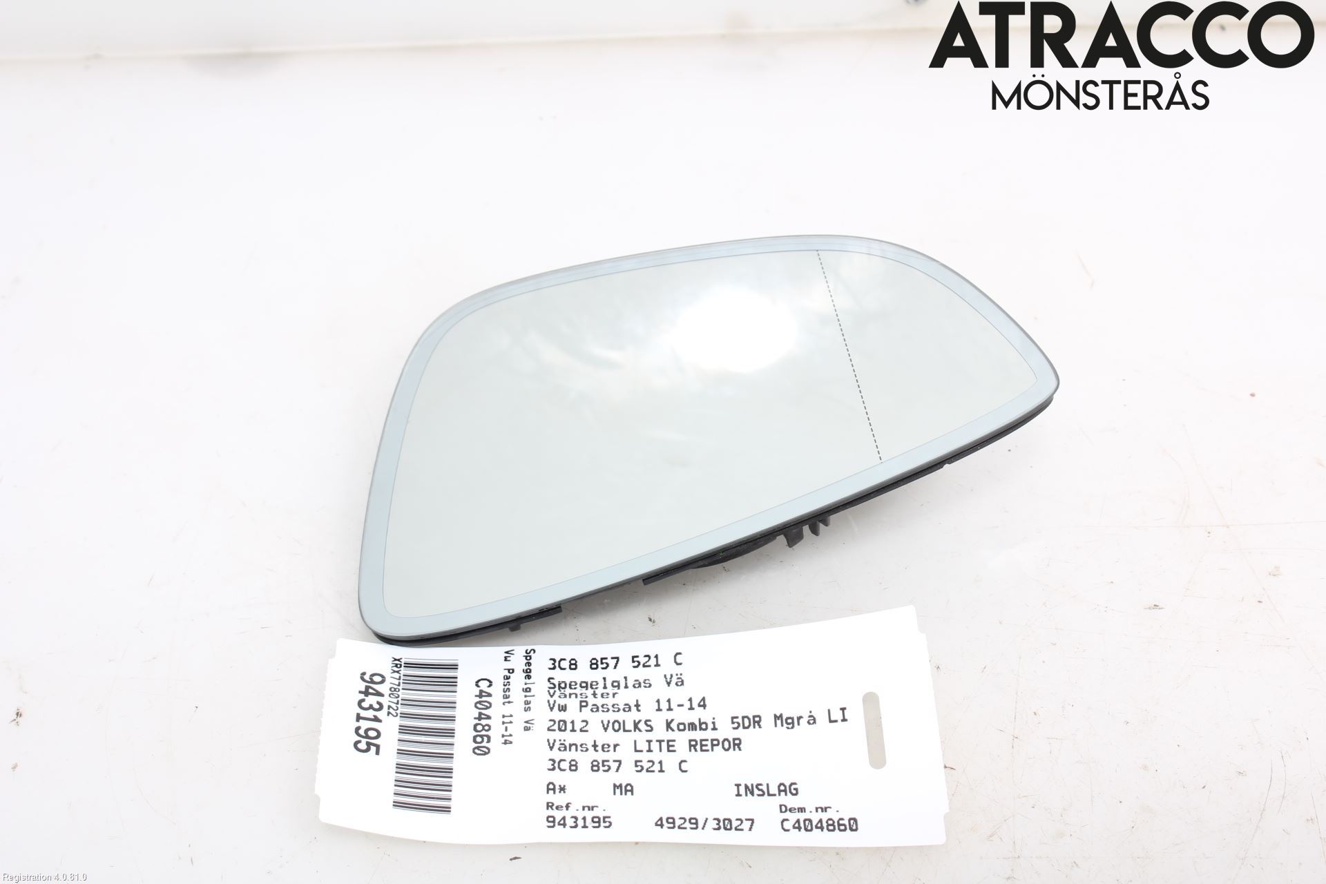Volkswagen VW PASSAT 11-14 Speil Glass V
