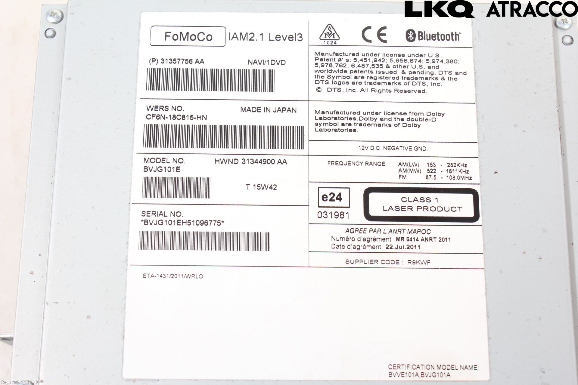 Landrover LAND ROVER RANGE ROVER EVOQUE (L538) 11-18 Stereo Radio Med Cd