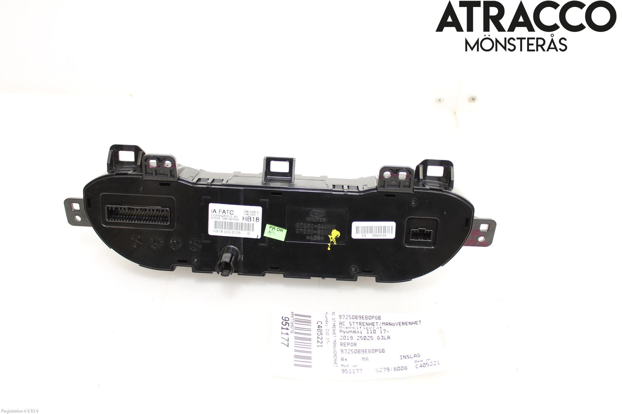 Hyundai i10 BA 17-20 Varme Ac Betjening-Display