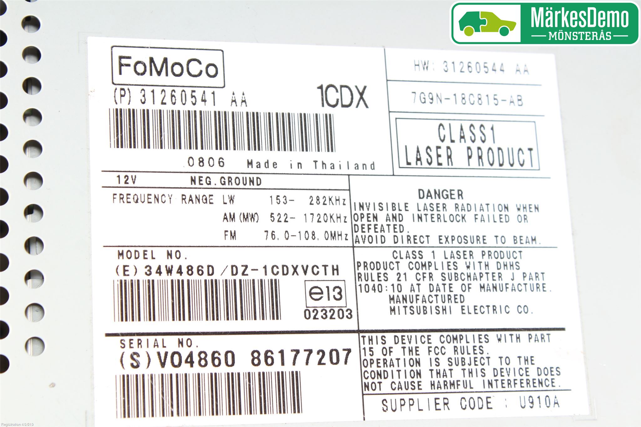 Volvo V70 08-13 Stereo Radio